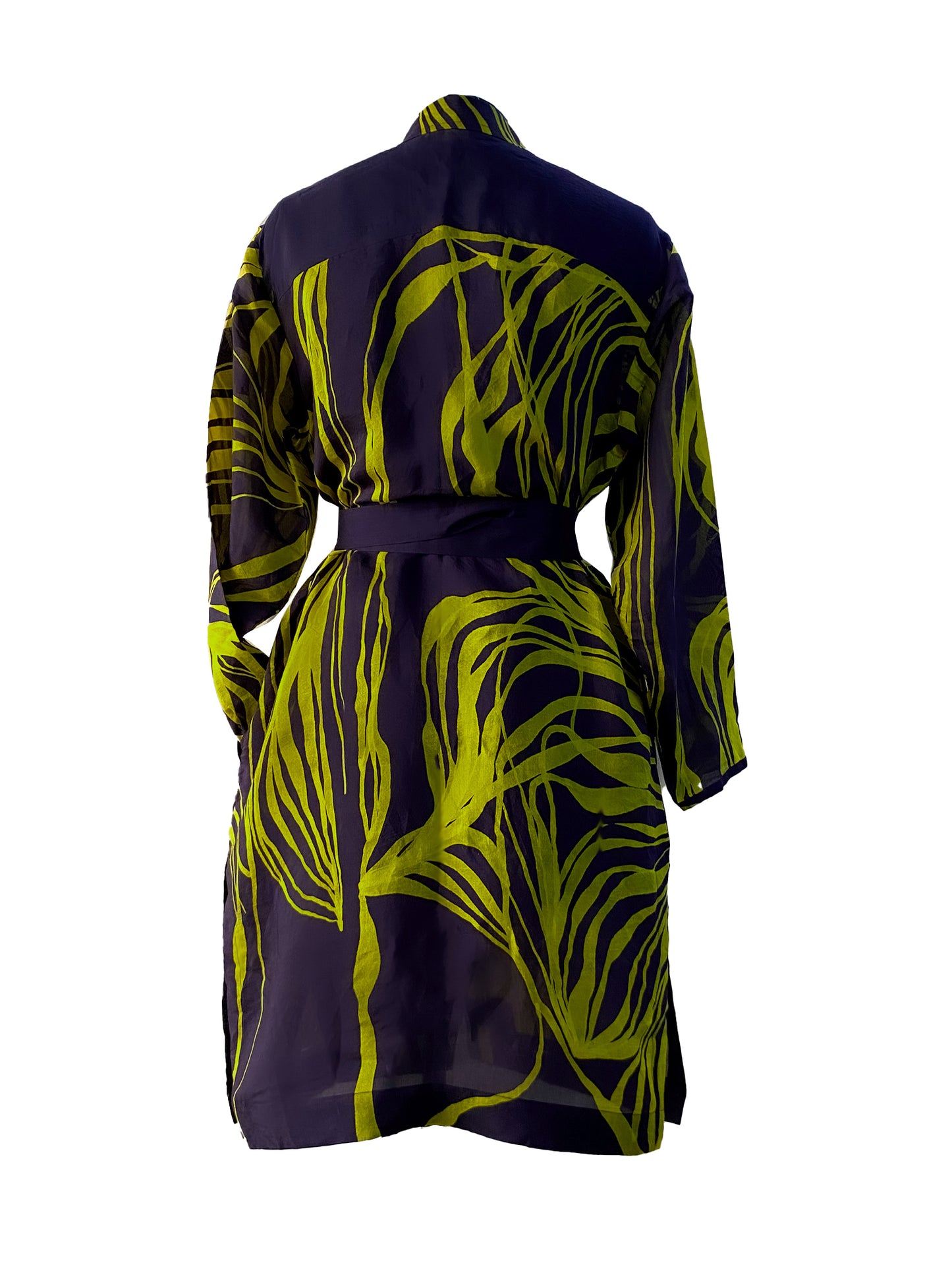 Navy String Silk Trench