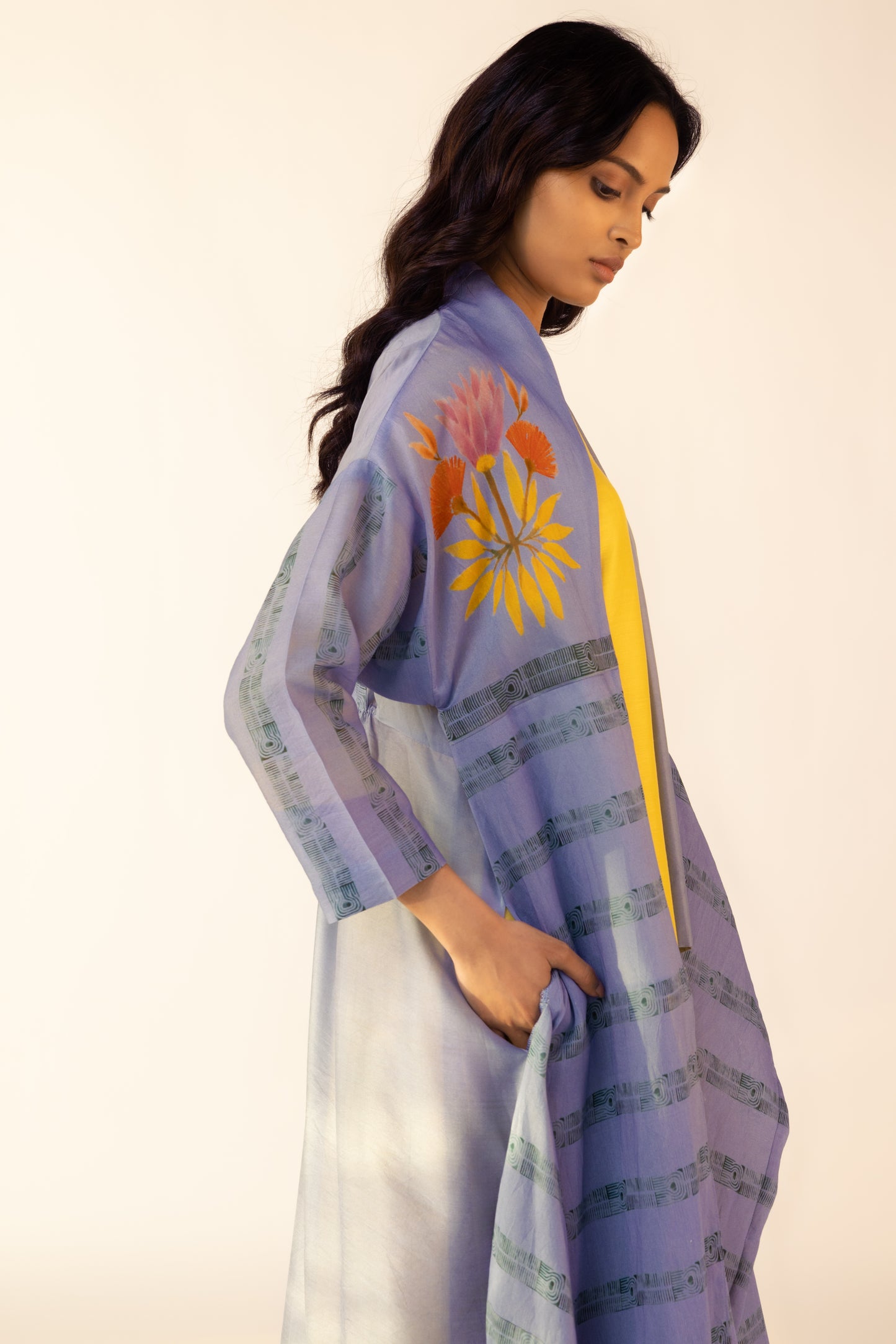 Kimono Cape Indian Kurta jacket set for women