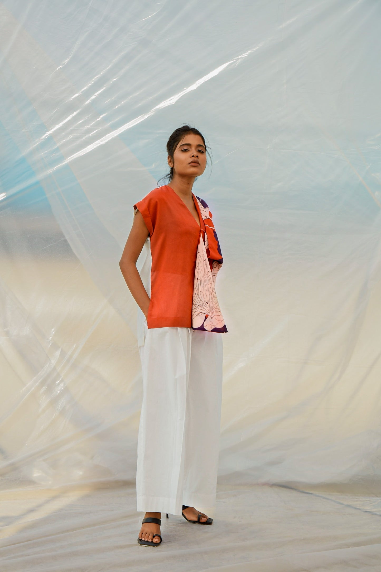 ORANGE PROTEA DRAPE TOP - B E N N C H