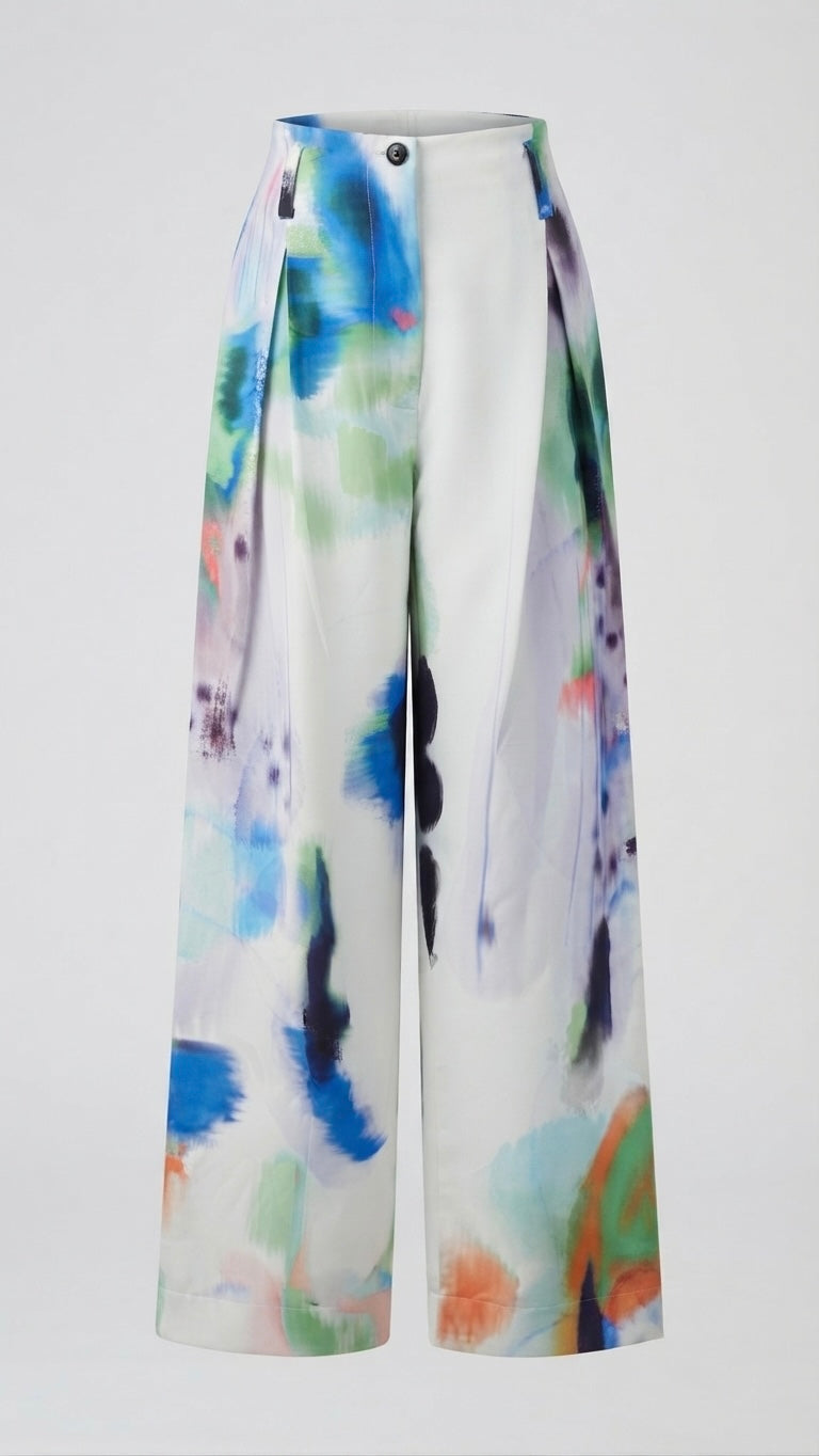 Rain Pleated Wide Pants-BENNCH