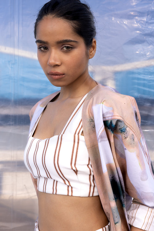 Brown Stripes Crop Top-BENNCH