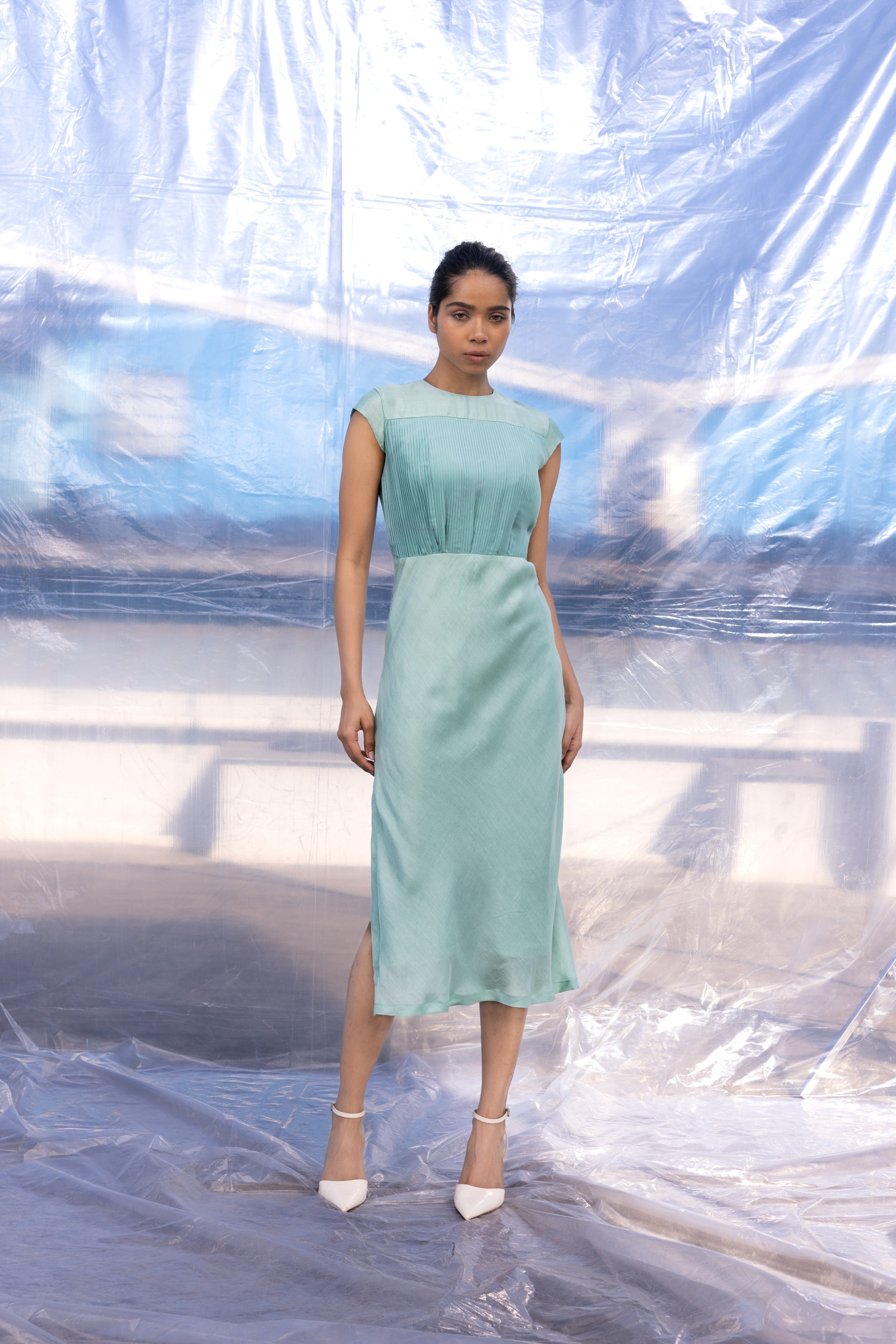 Accordion Mint Dress-BENNCH