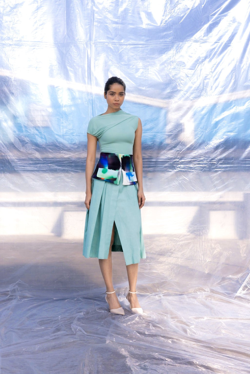Rain Belted Pleated Skirt-BENNCH