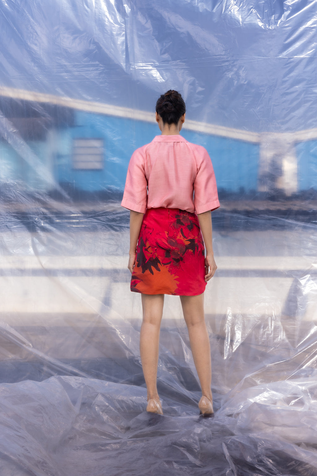 Dahlia Red Accordion Skirt-BENNCH