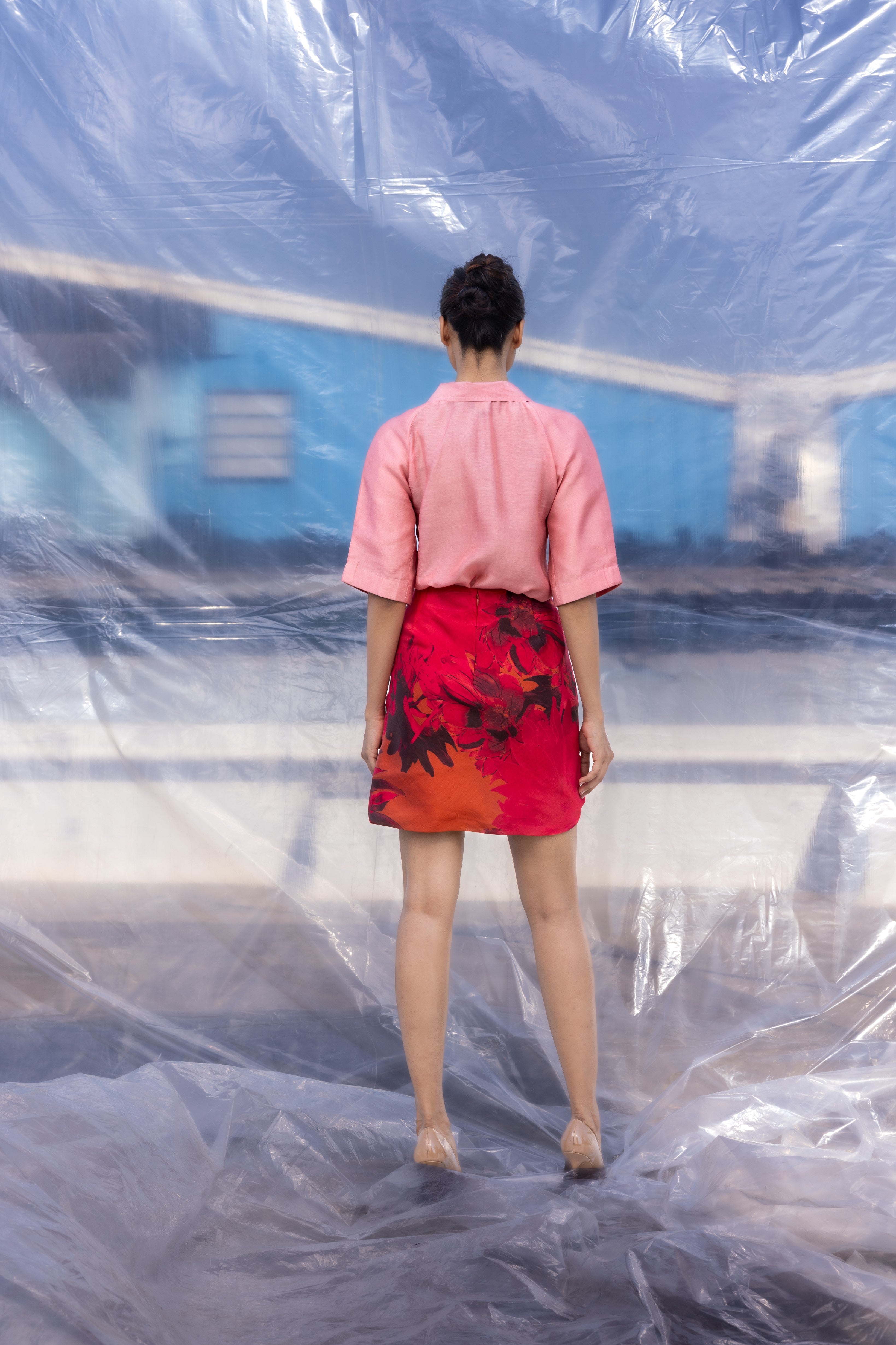 Dahlia Red Accordion Skirt-BENNCH
