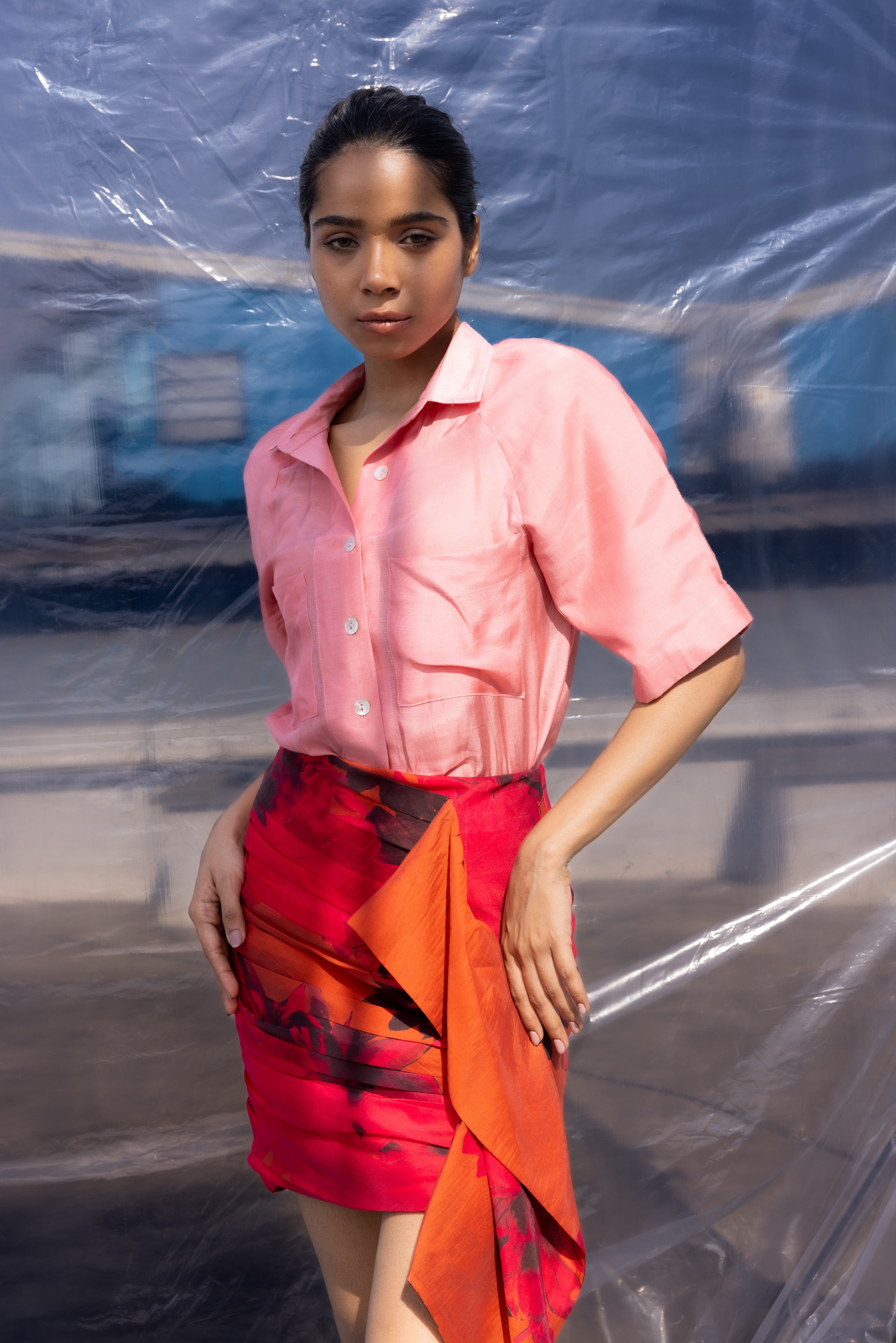 Soft Peach Silk Shirt-BENNCH