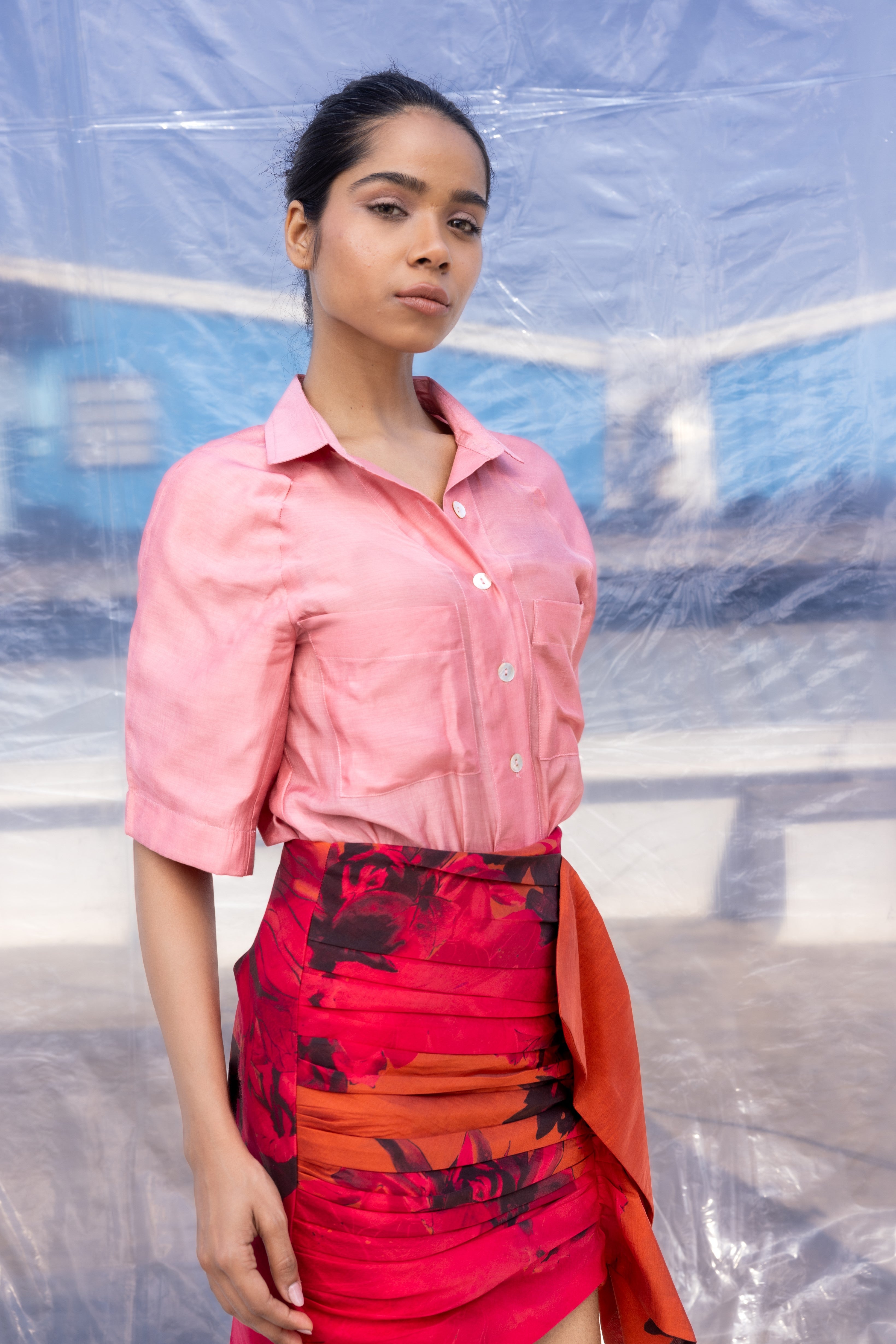 Soft Peach Silk Shirt-BENNCH
