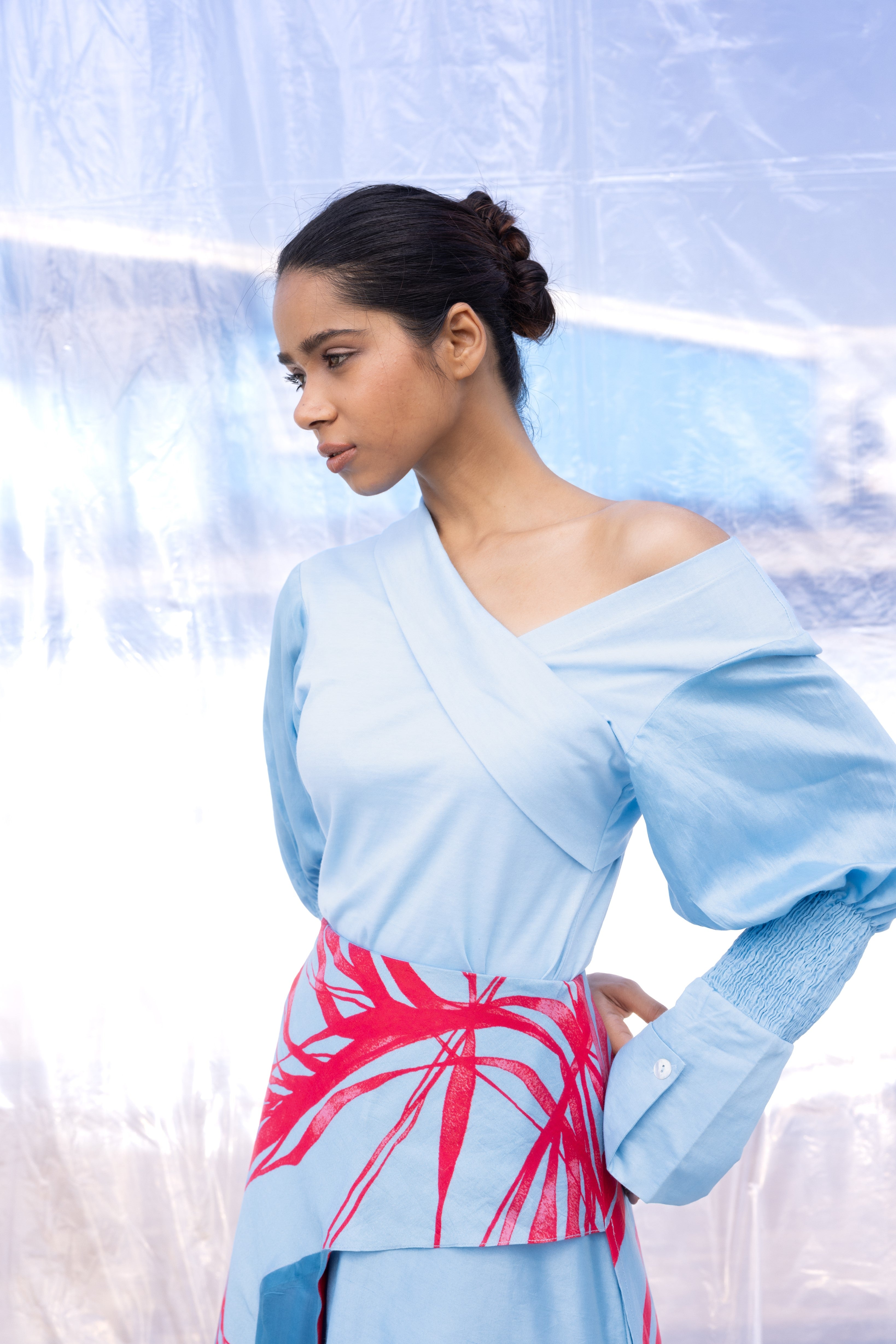 Blue Off Shoulder Top-BENNCH