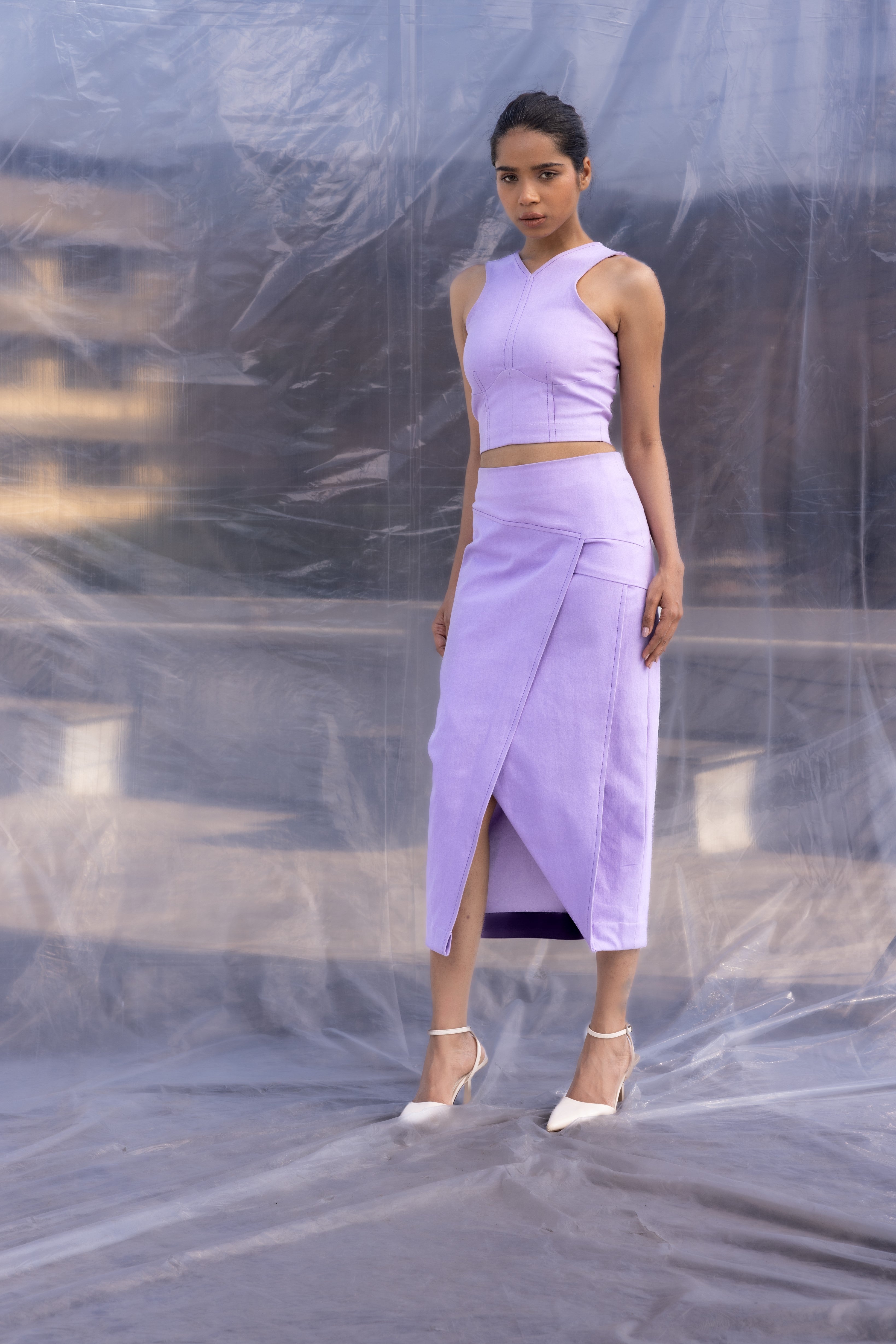 Lilac Denim Skirt-BENNCH