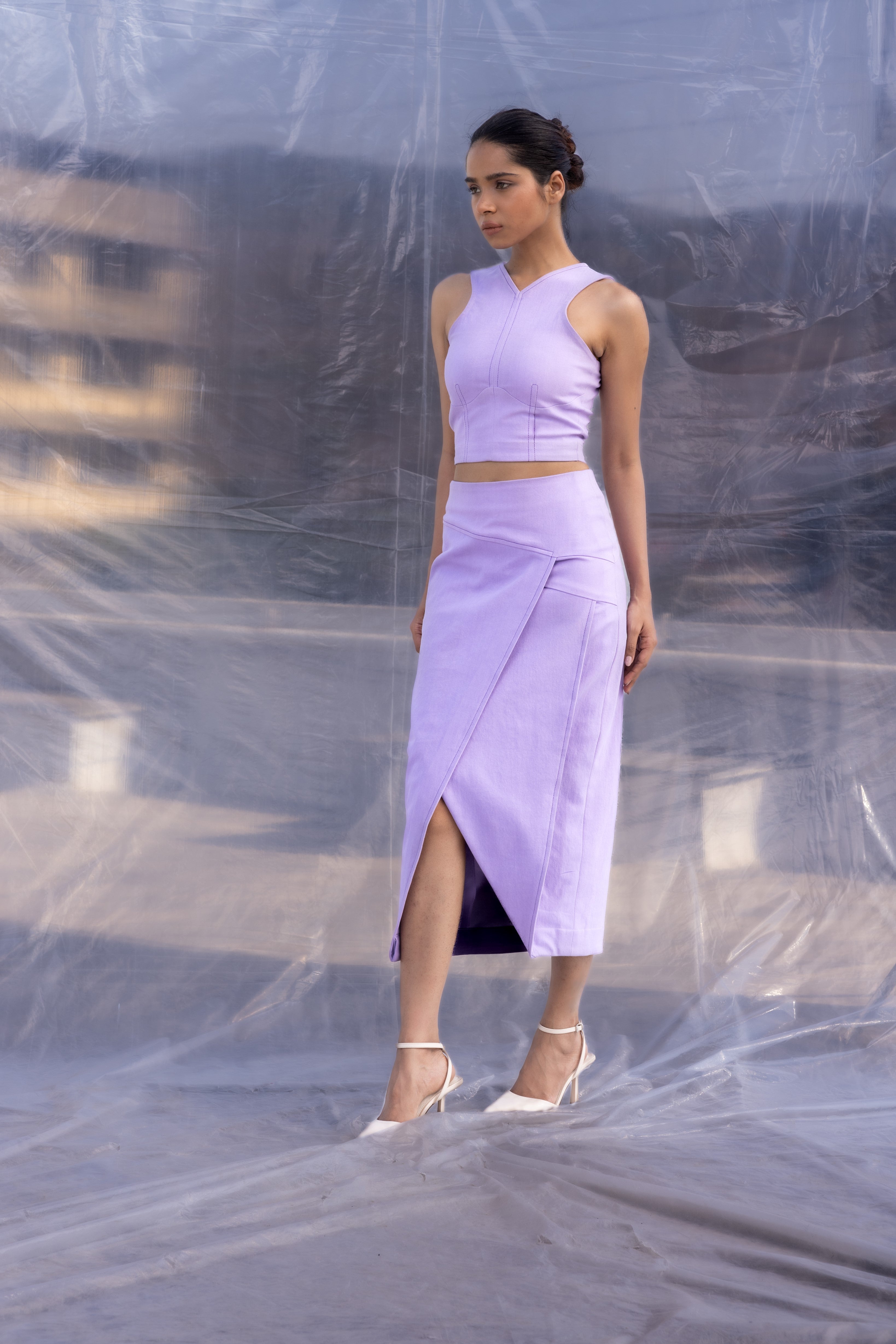 Lilac Denim Skirt-BENNCH