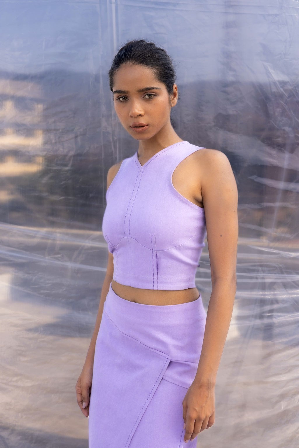 Lilac Denim Armor Top-BENNCH