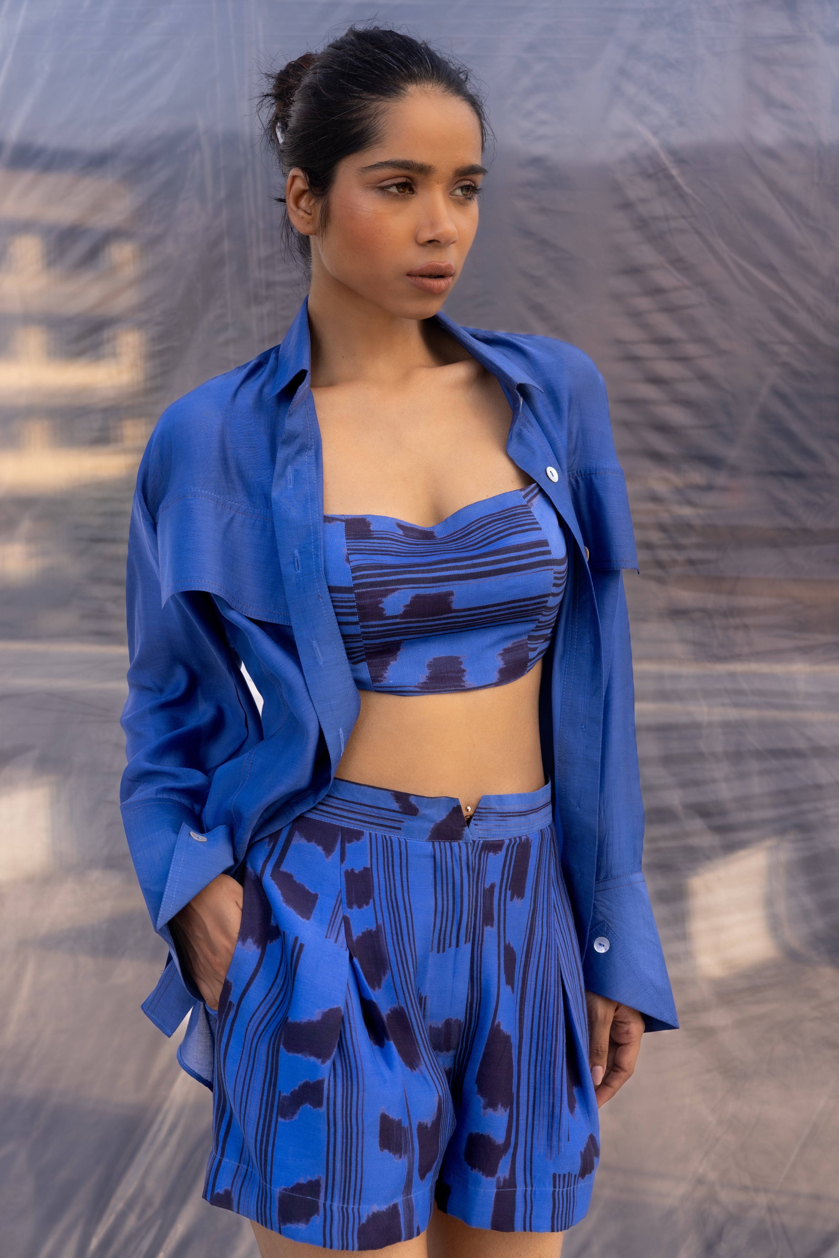 Cobalt Scribble Shorts-BENNCH