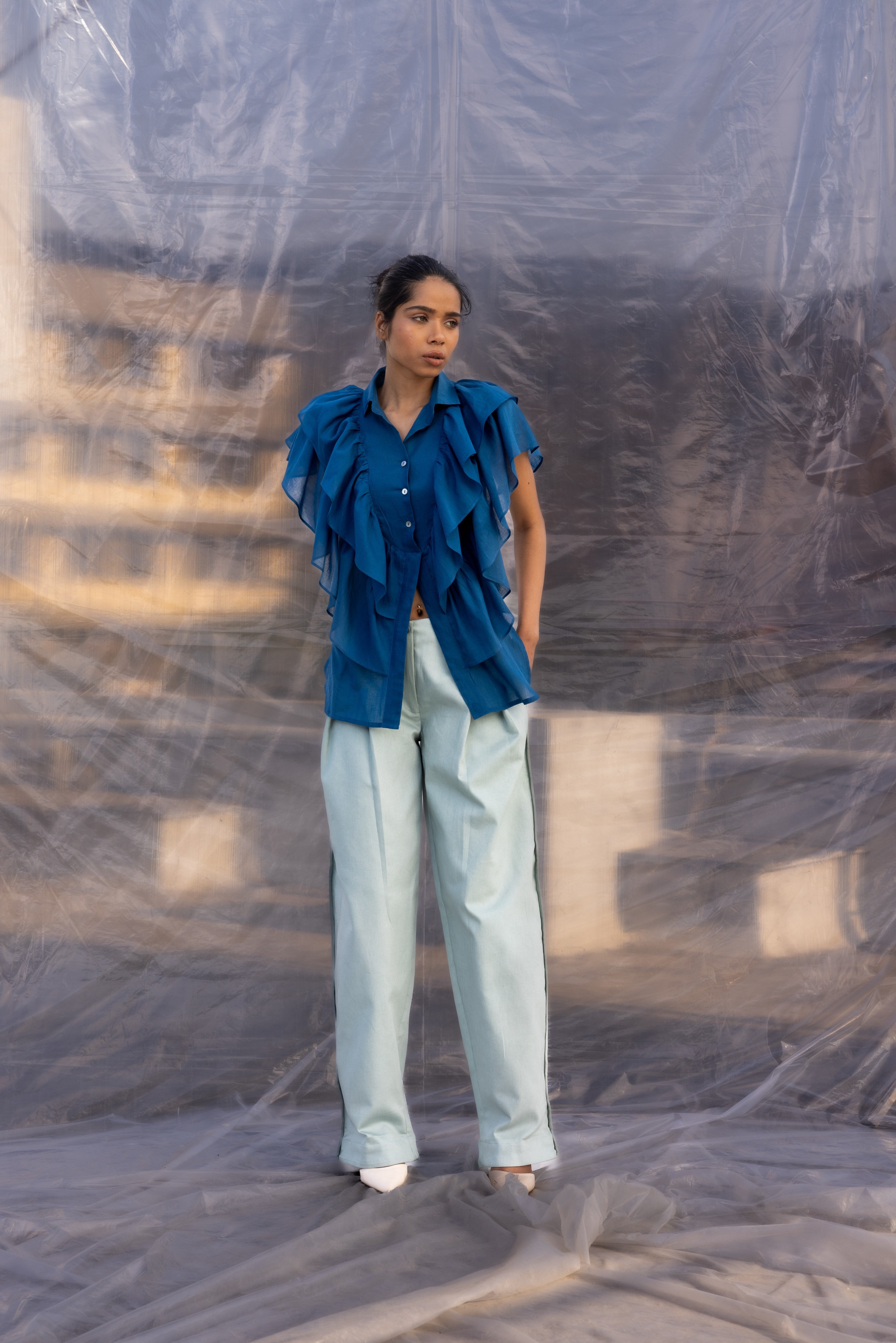 Frilled Denim Set-BENNCH