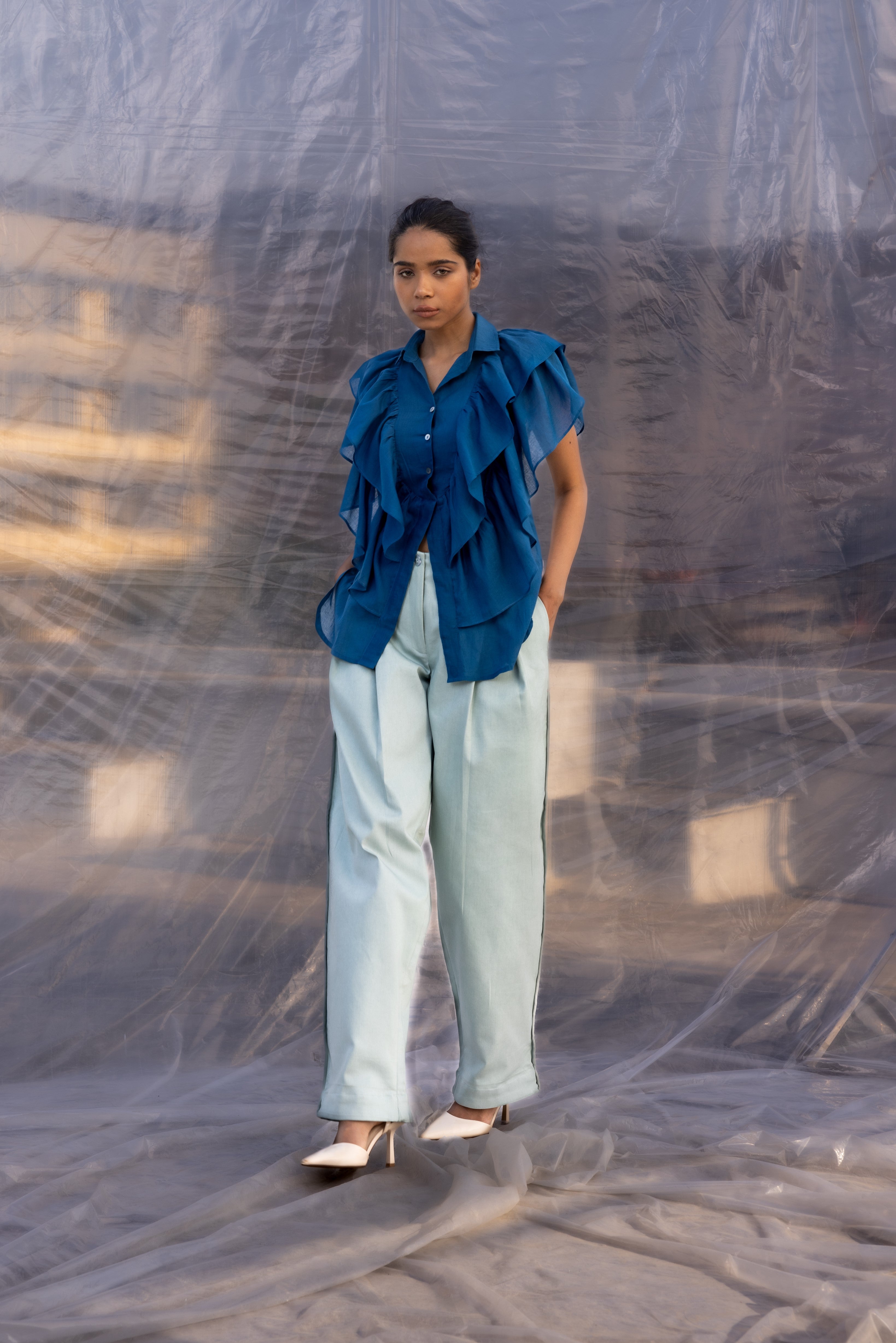 Frilled Denim Set-BENNCH