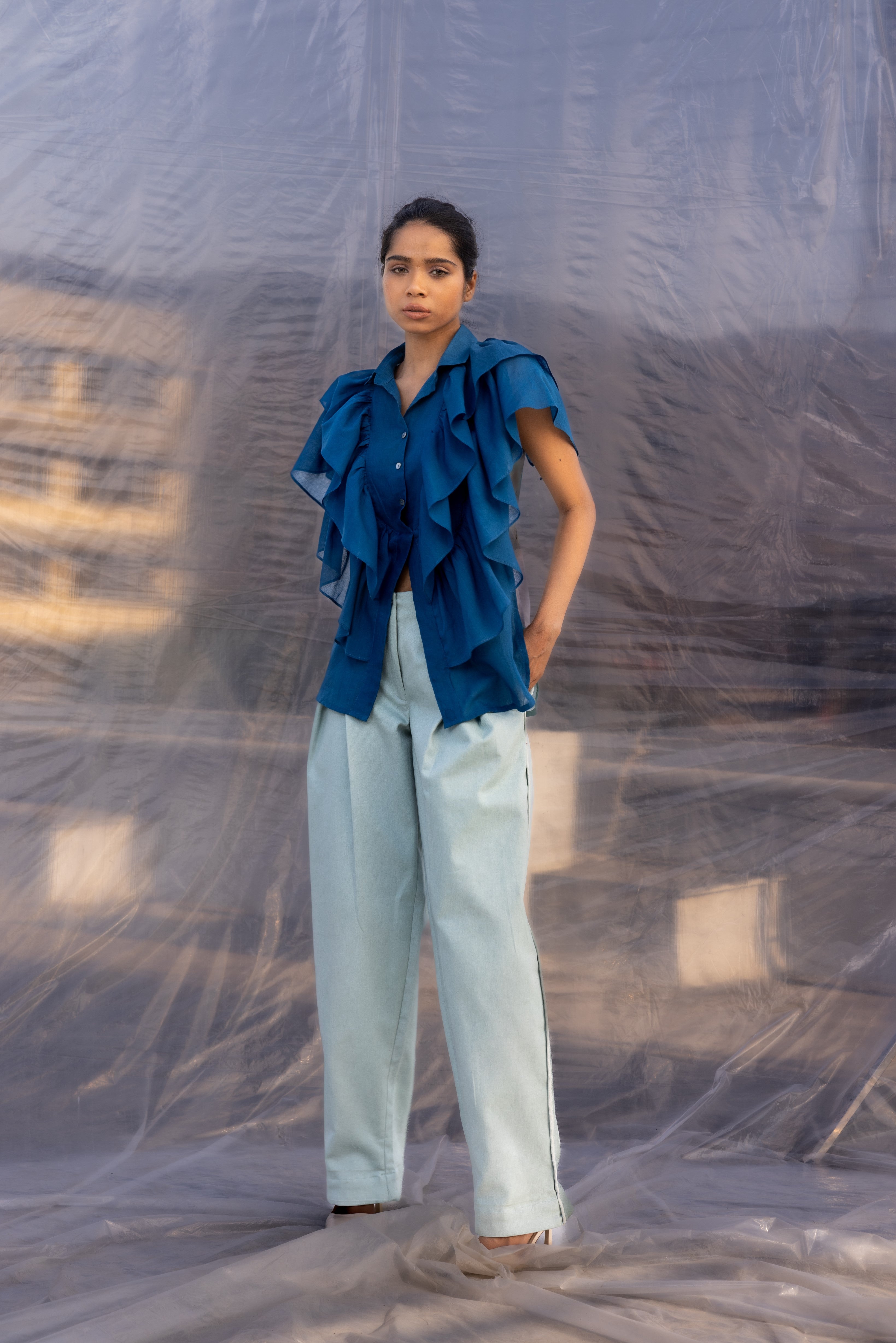 Frilled Denim Set-BENNCH