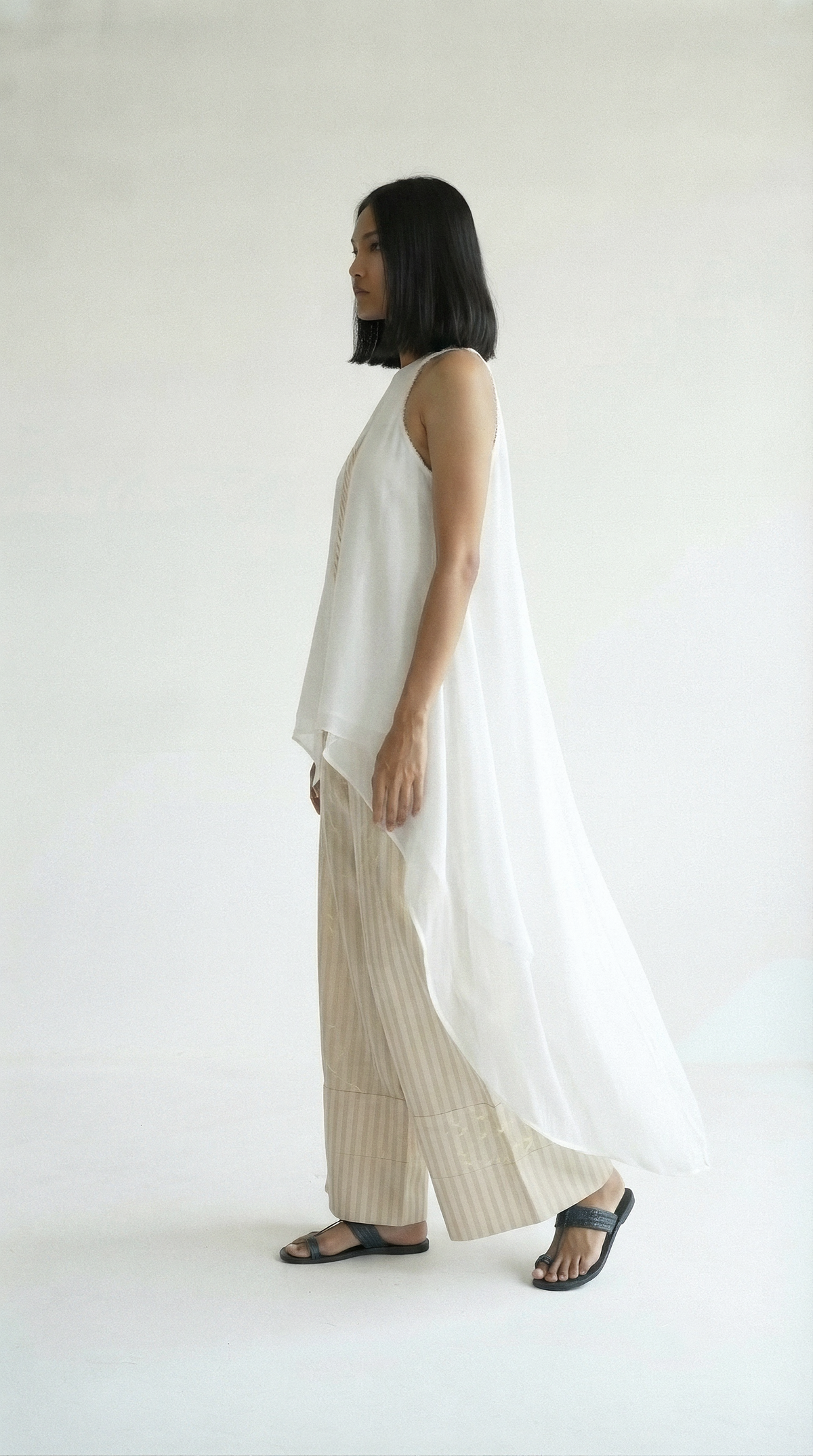 Chanderi Gold Leaf & Stripe Festive Ensemble
