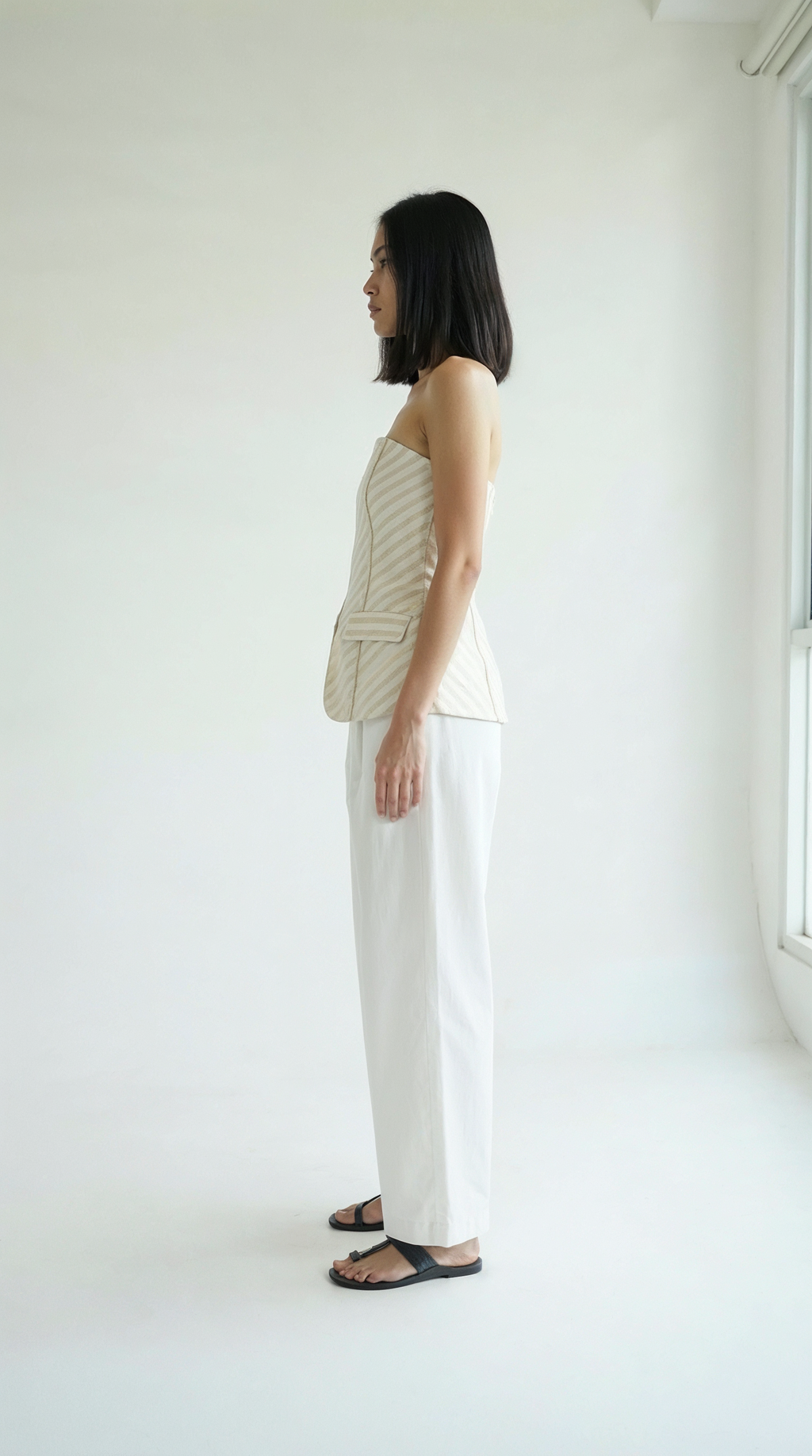 Chanderi Gold Stripe Tube Top