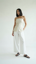 Chanderi Striped Tube and Silk Trousers Set