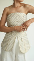 Chanderi Gold Stripe Tube Top