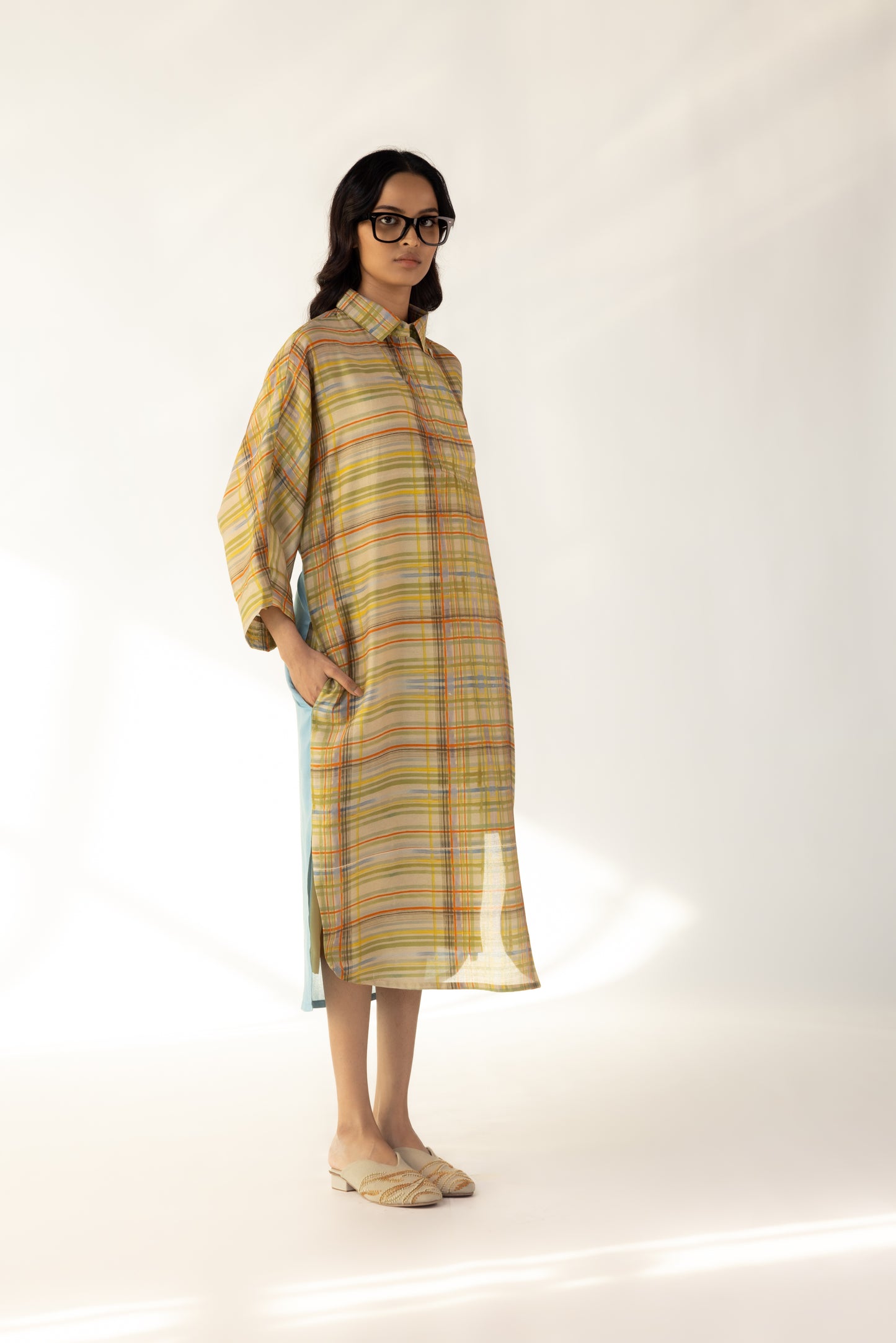 Check Orchid Shirt Dress