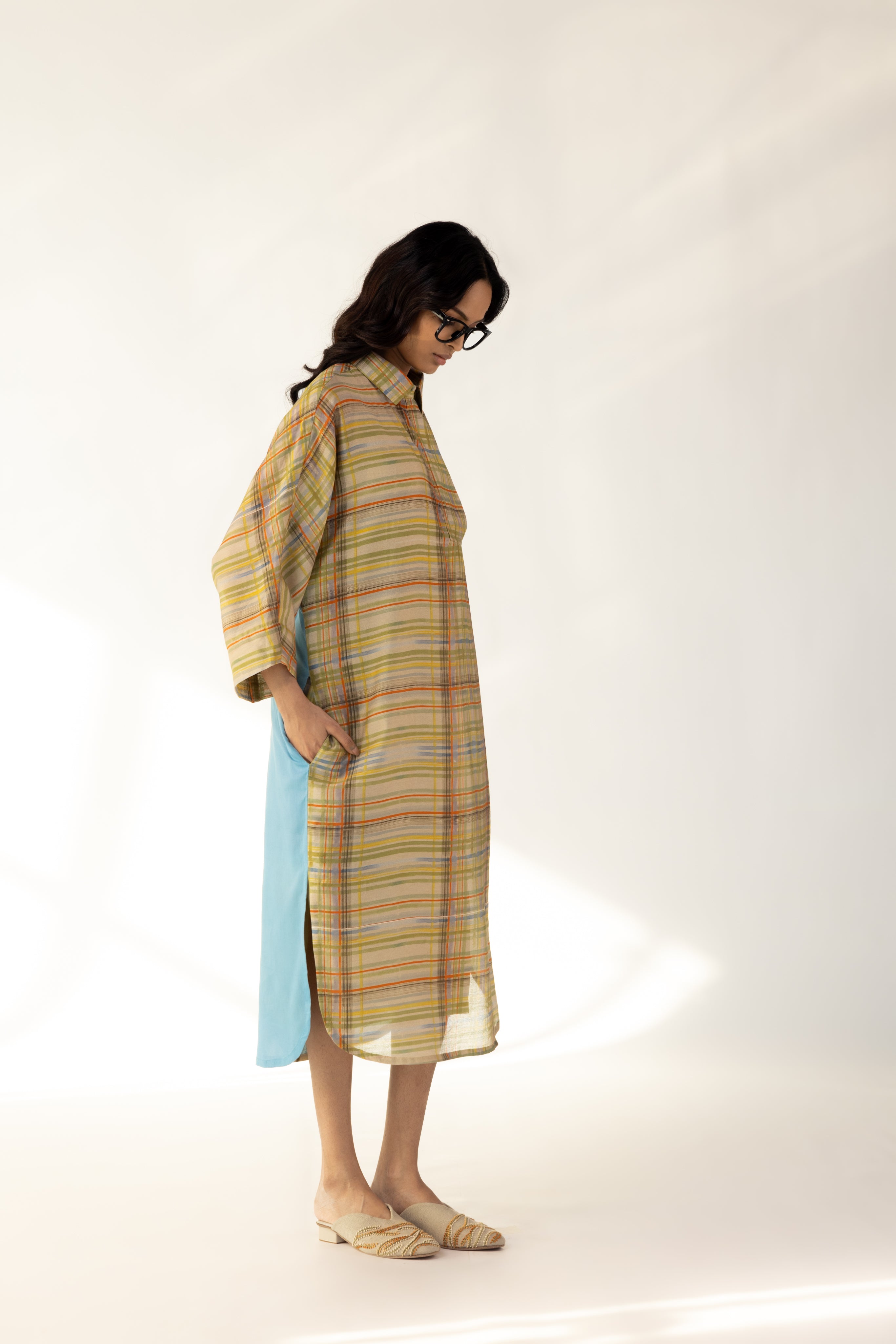 Check Orchid Shirt Dress-BENNCH