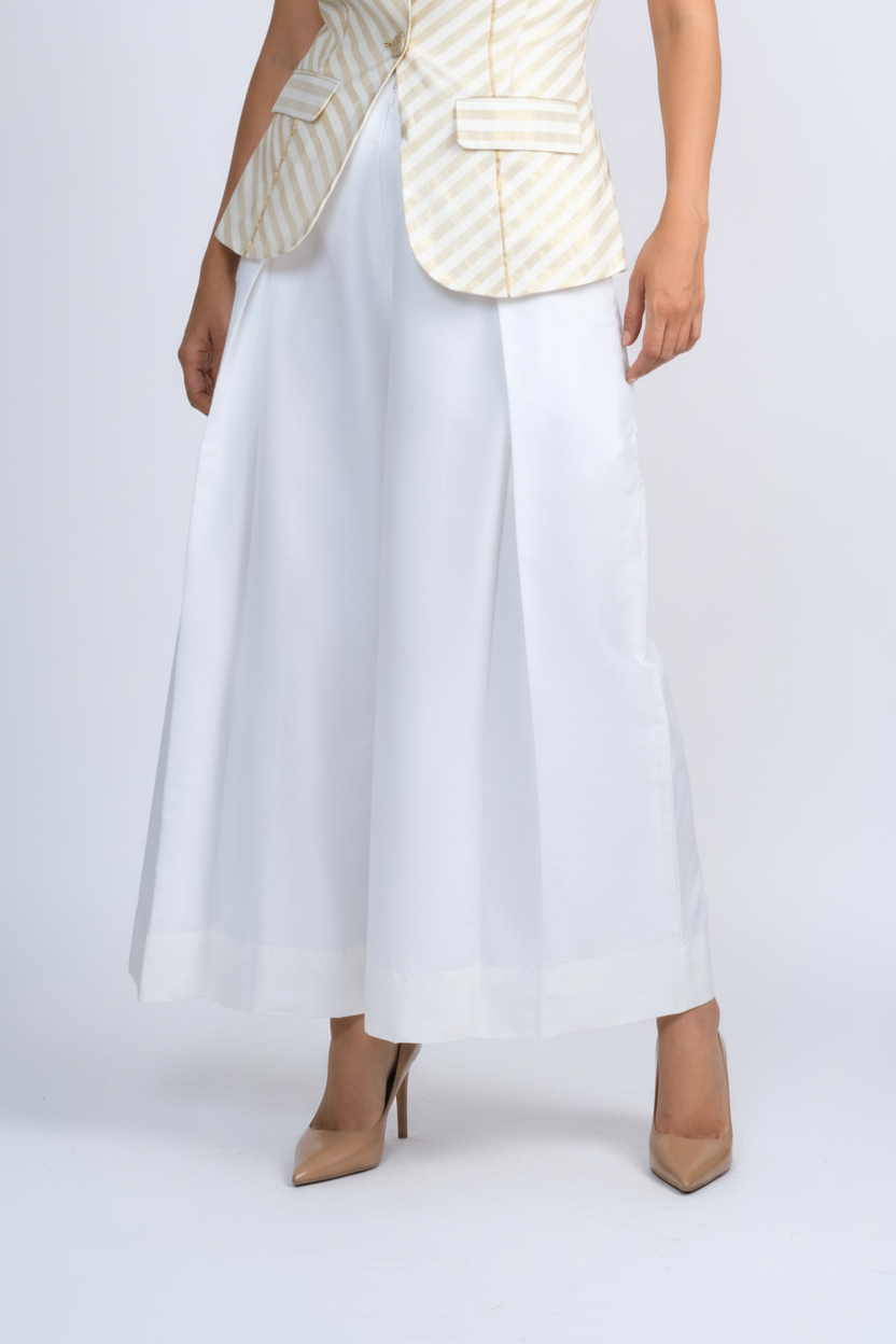 Chanderi Silk White Trousers