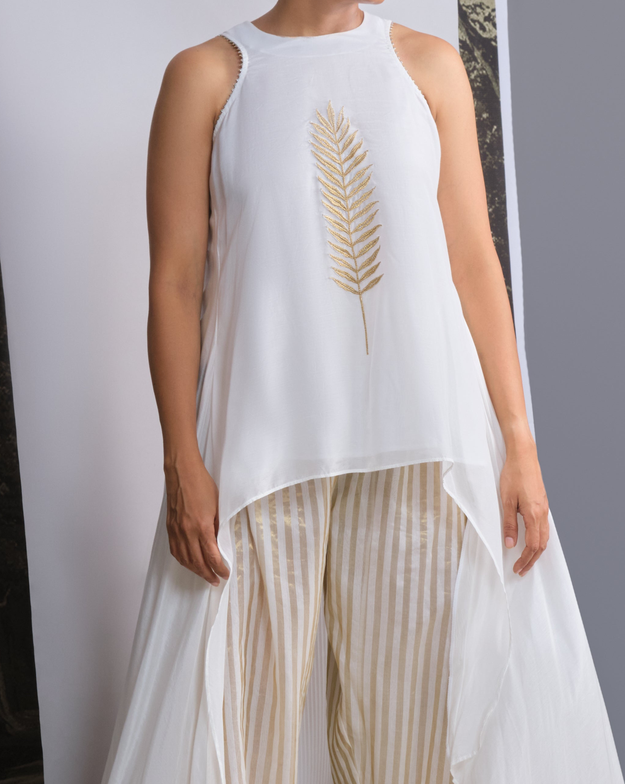 Chanderi Gold Leaf Hi-lo Top-BENNCH