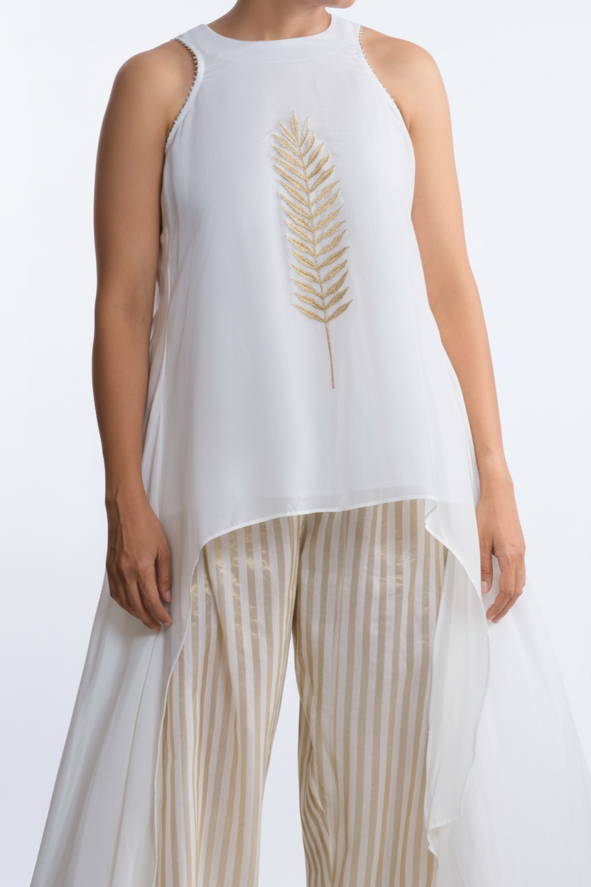 Chanderi Gold Leaf Hi-lo Top
