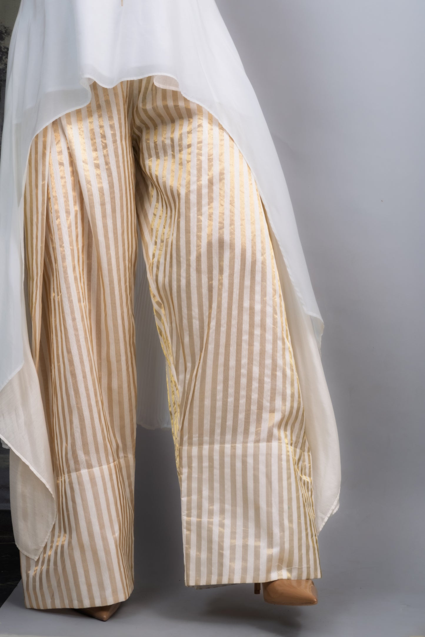 Chanderi Gold Stripe Farshi Trousers