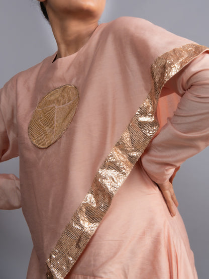 Peach Handloom Drape Dress