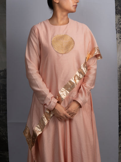 Peach Handloom Drape Dress