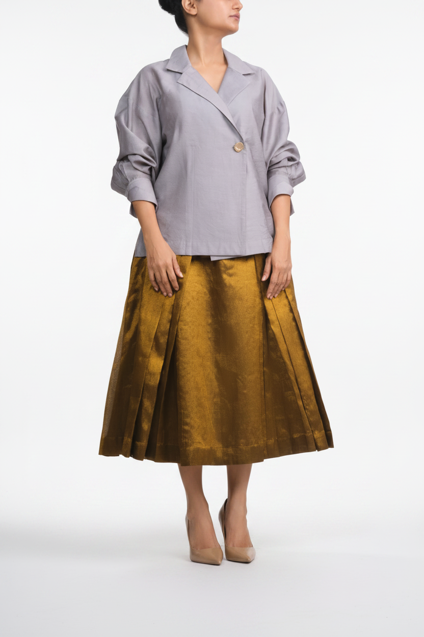 Silver & Gold Chanderi Co-ord Set