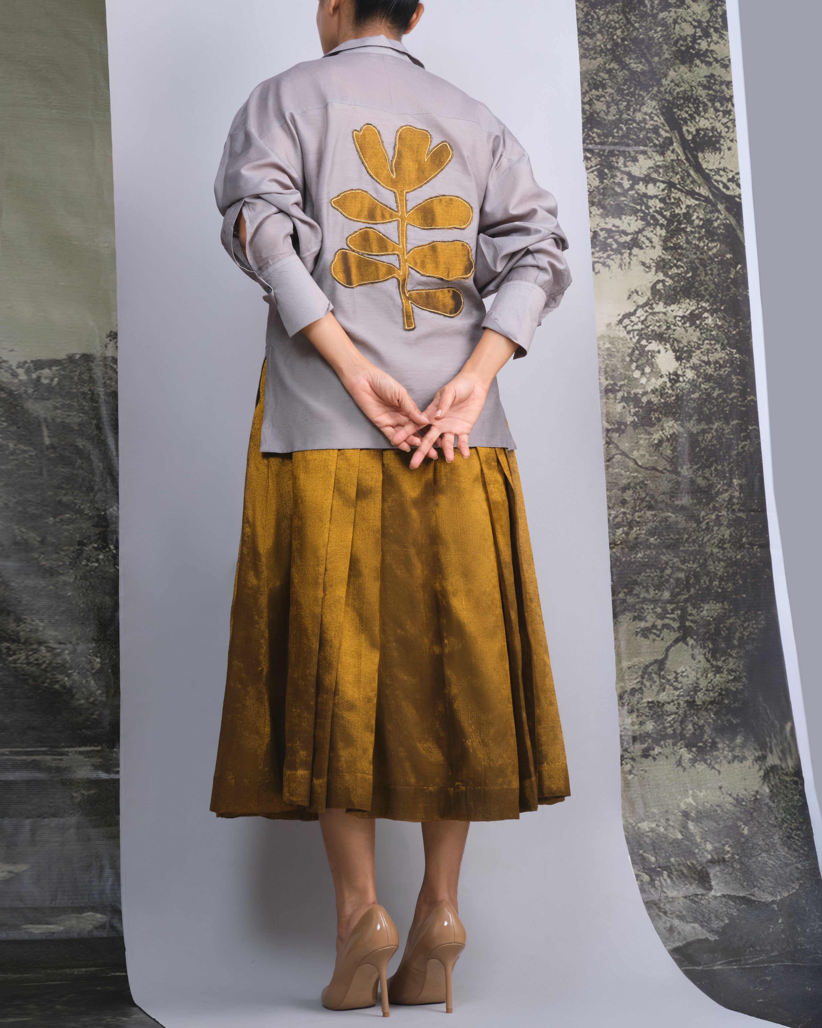 Silver & Gold Chanderi Co-ord Set-BENNCH