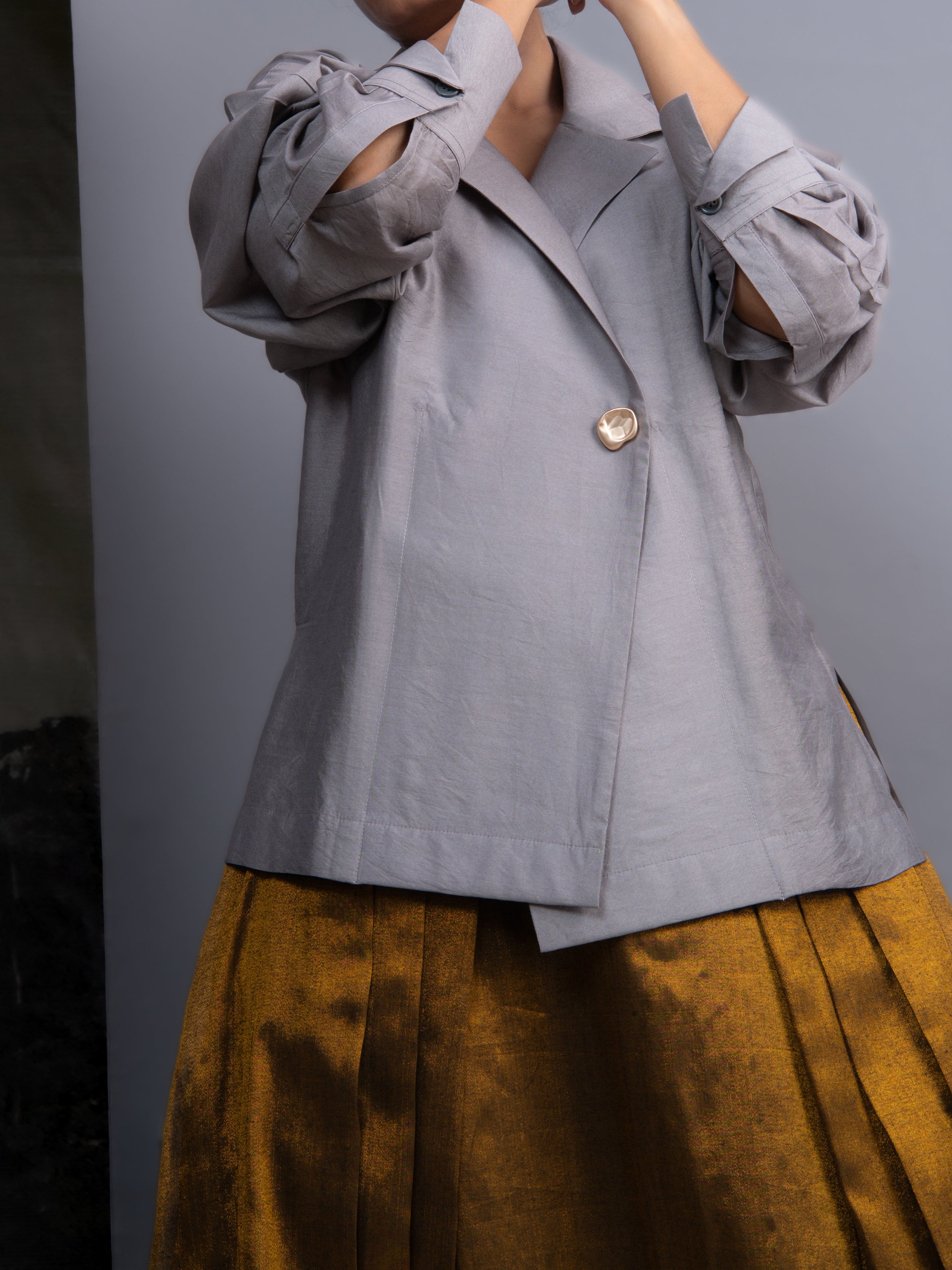 Silver & Gold Chanderi Co-ord Set-BENNCH