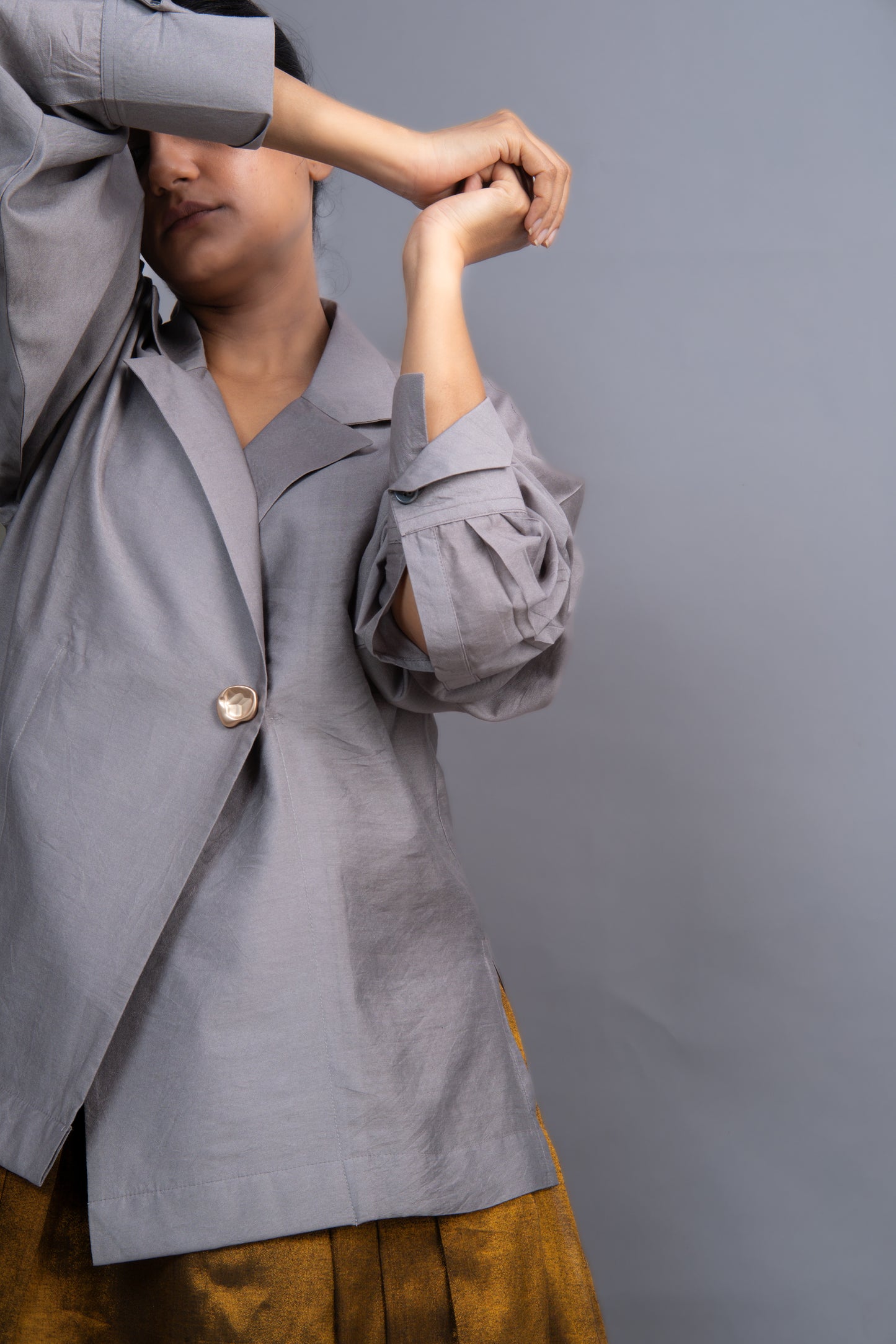 Silver & Gold Chanderi Co-ord Set