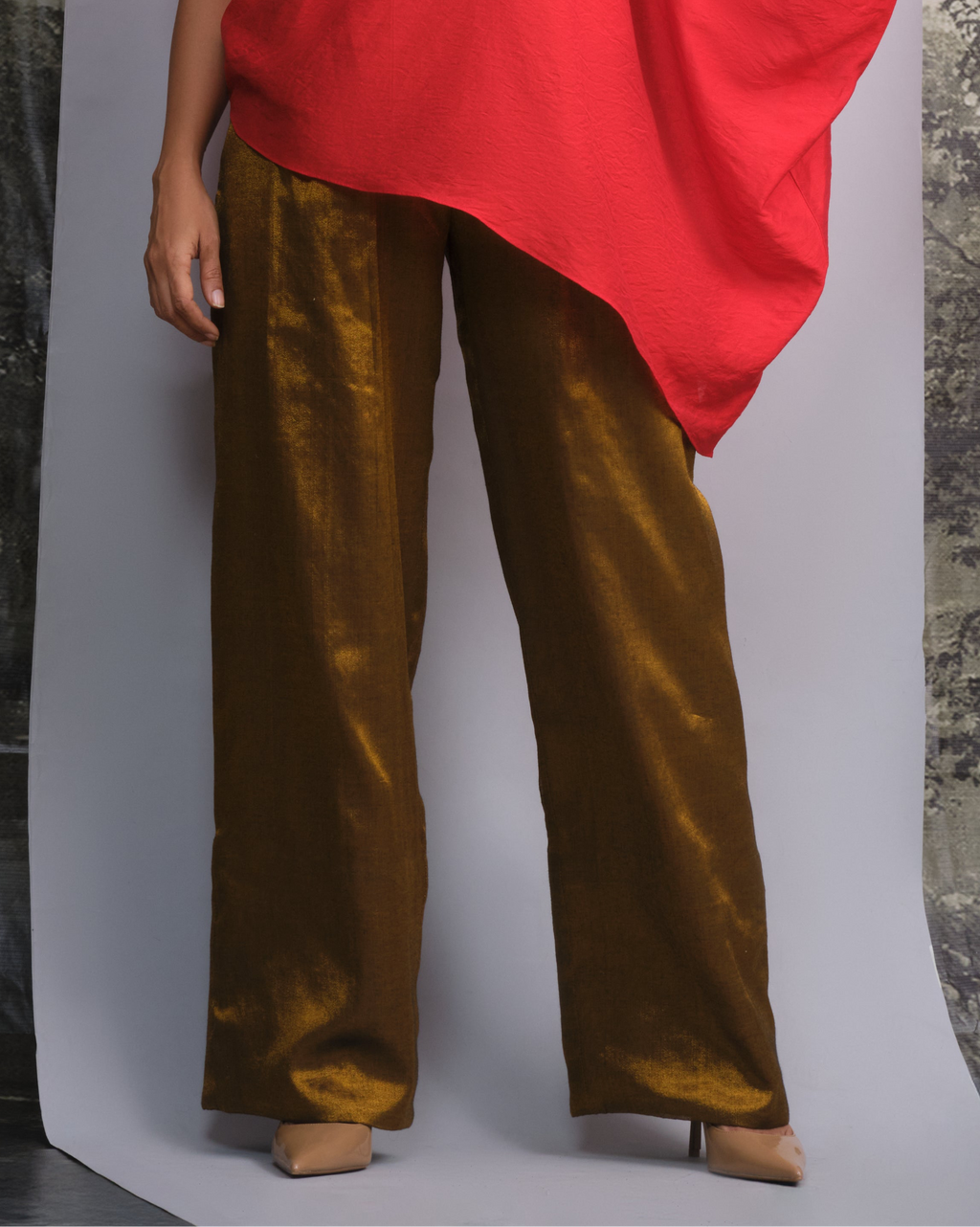 Handwoven Chanderi Gold Pants-BENNCH