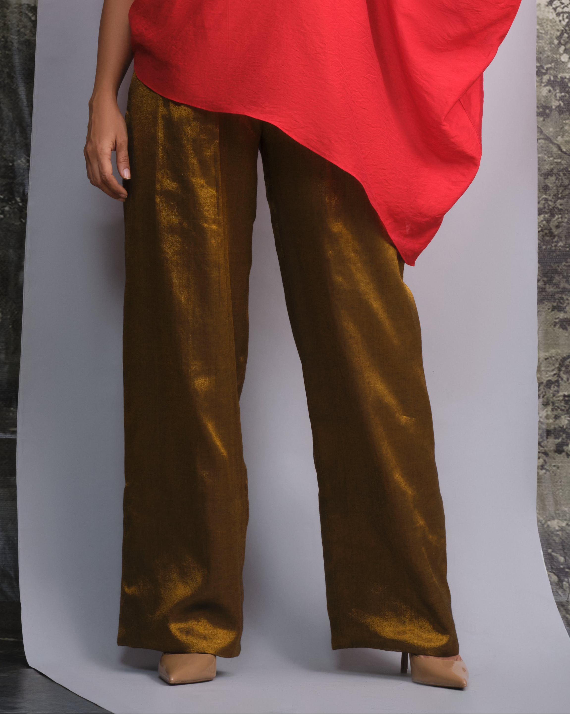 Handwoven Chanderi Gold Pants-BENNCH