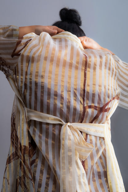 White & Gold Chanderi Botanical Trench