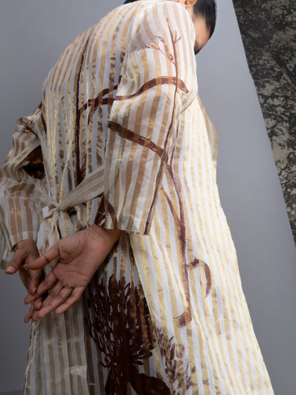 White & Gold Chanderi Botanical Trench