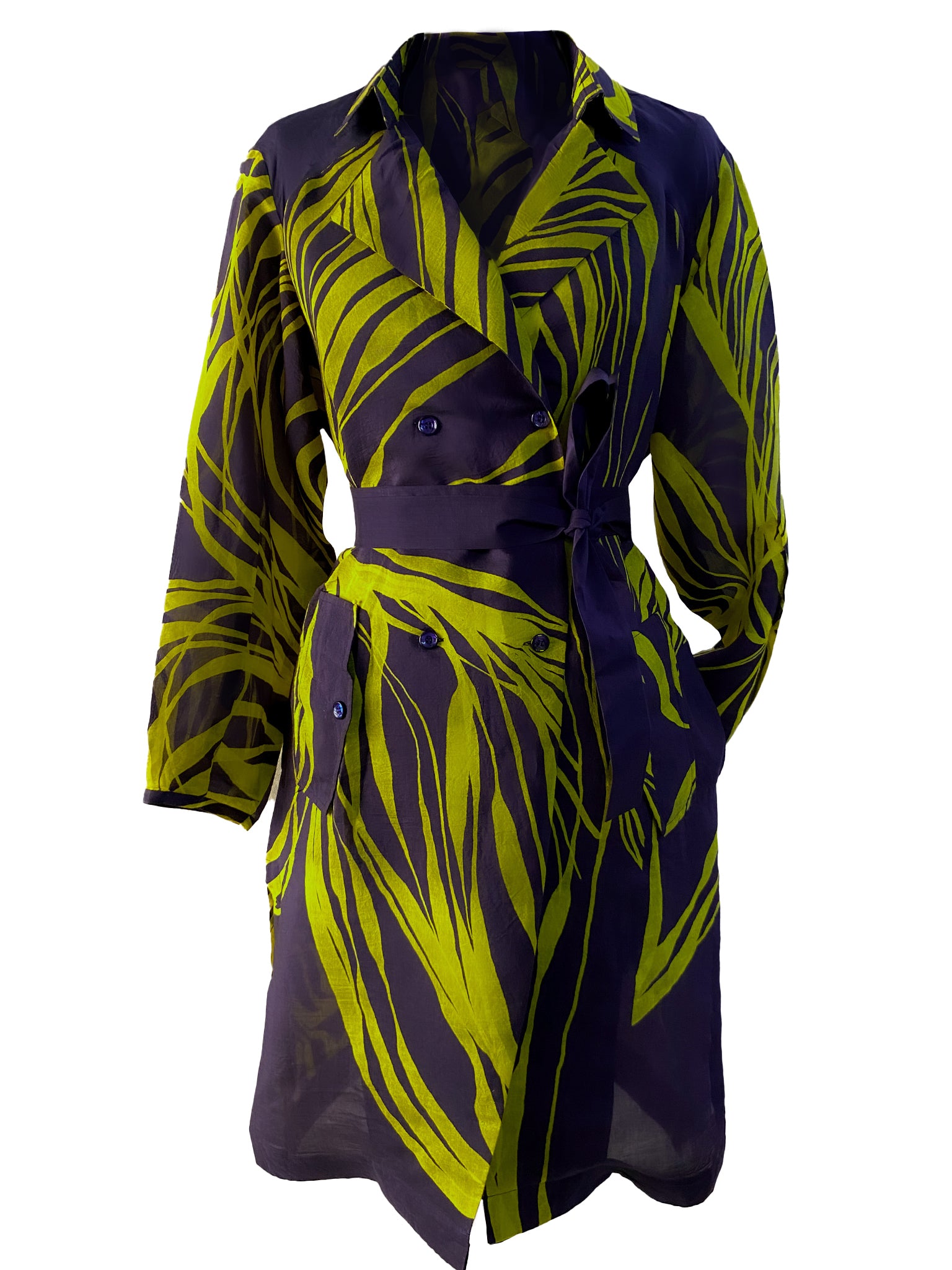 Navy String Silk Trench-BENNCH