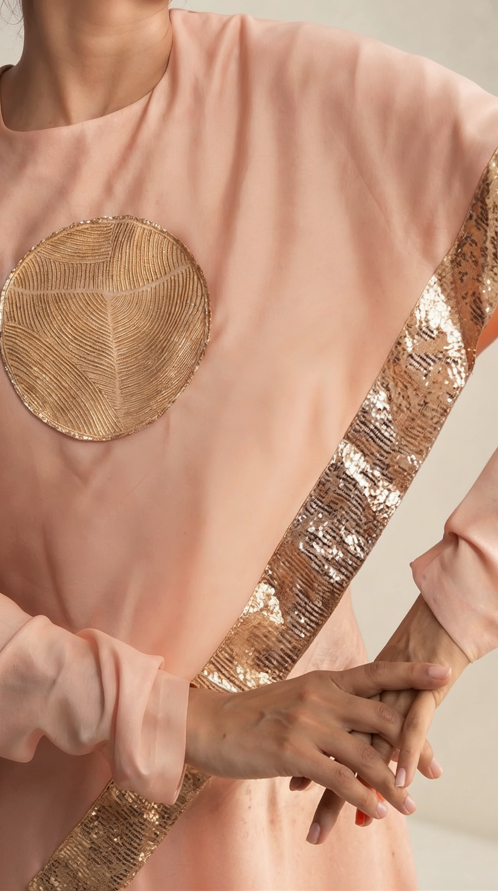 Peach Handloom Drape Dress