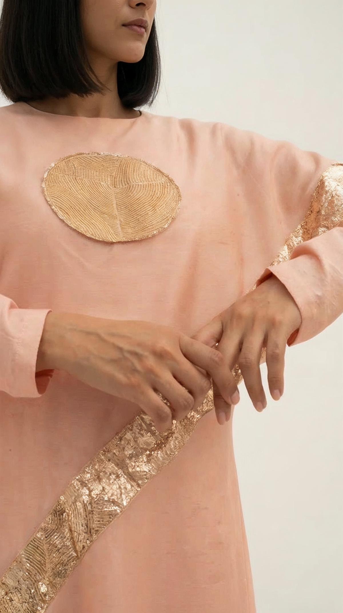Peach Handloom Drape Dress