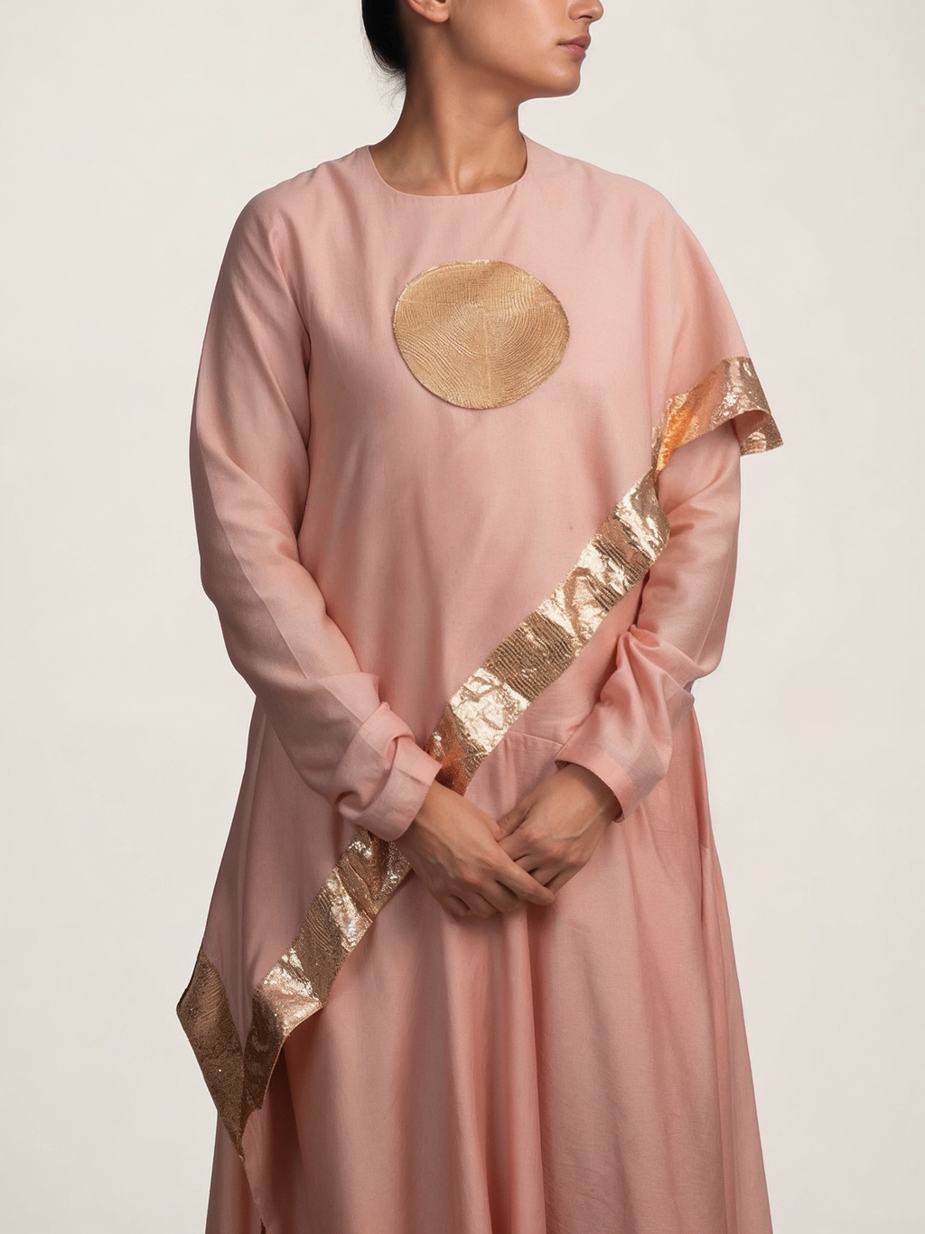 Peach Handloom Drape Dress