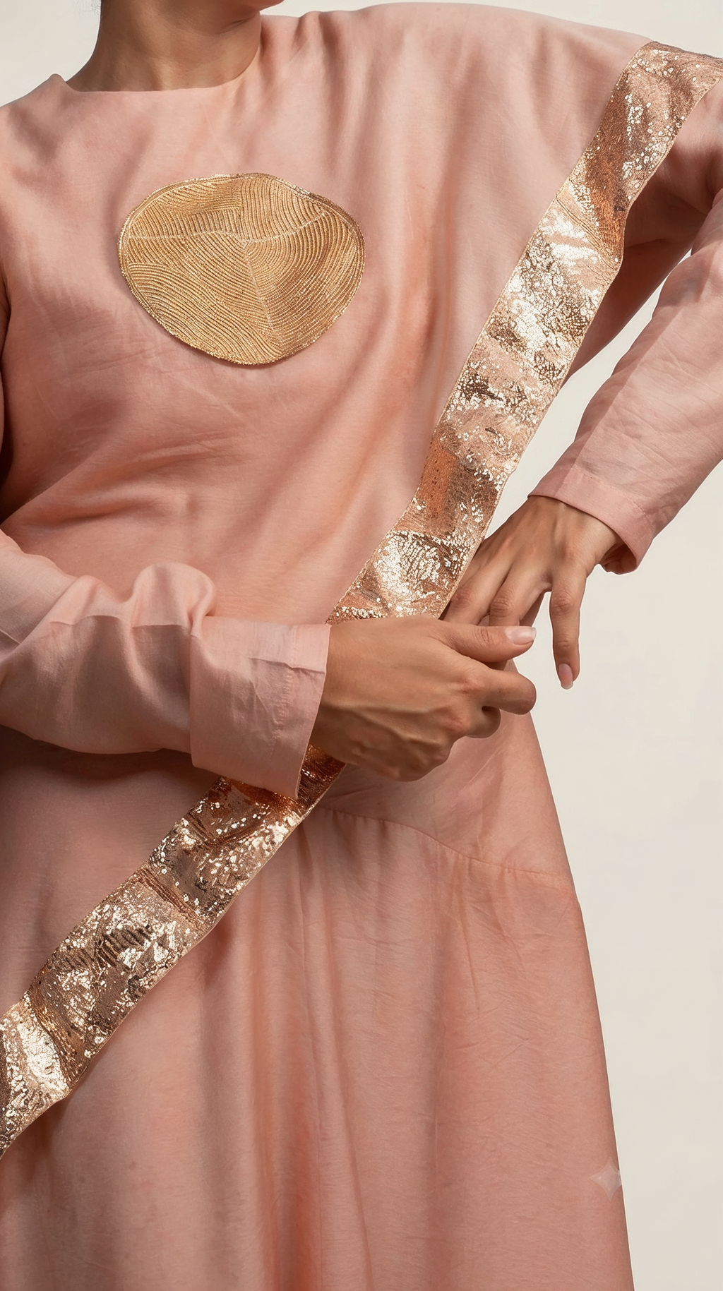 Peach Handloom Drape Dress