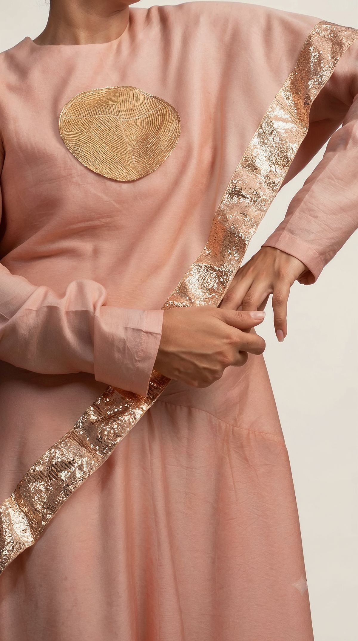 Peach Handloom Drape Dress