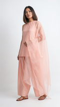 Peach Sleeveless In-Cut Kurta & Farshi Salwar Set