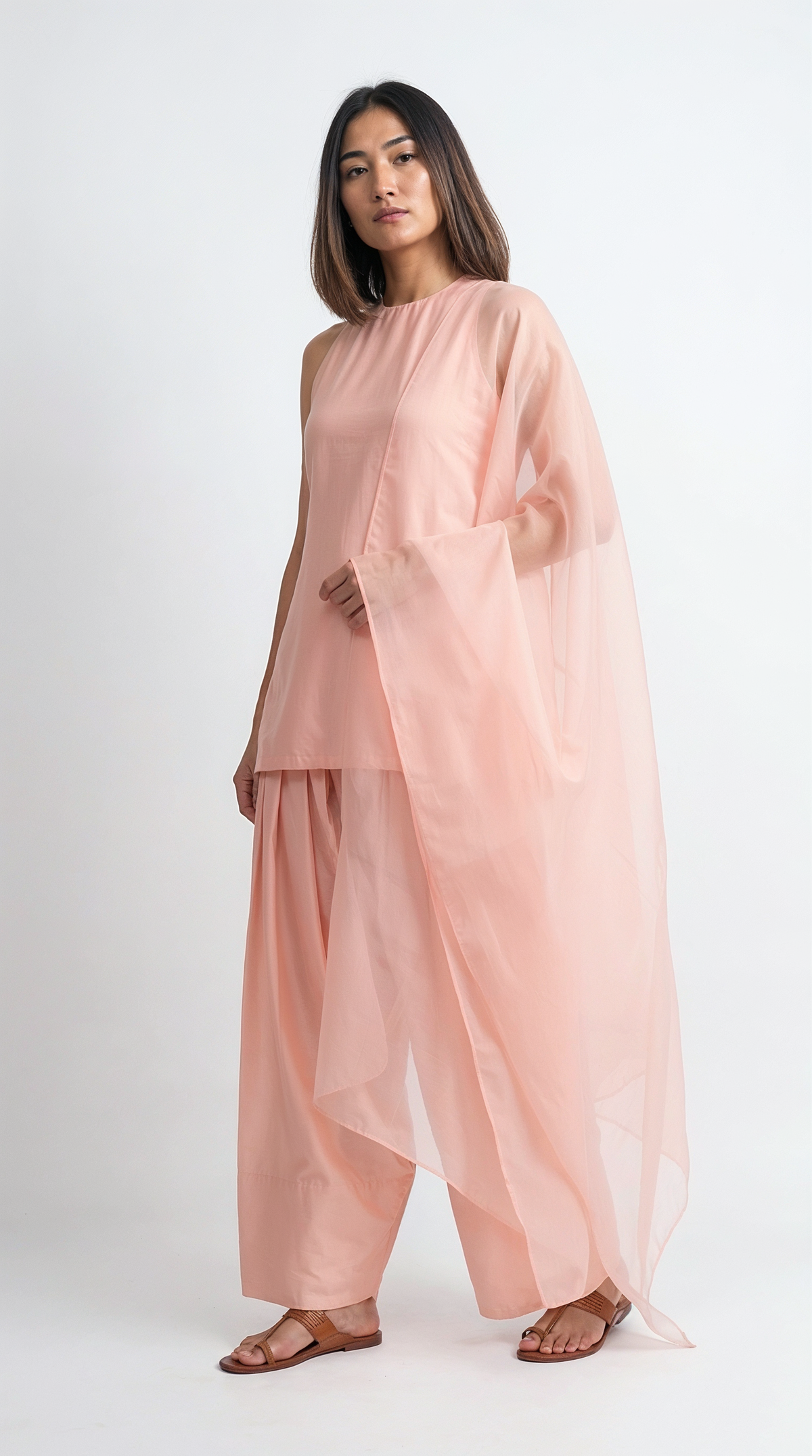 Pink Sleeveless in-cut Kurta
