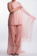 Peach Sleeveless In-Cut Kurta & Farshi Salwar Set
