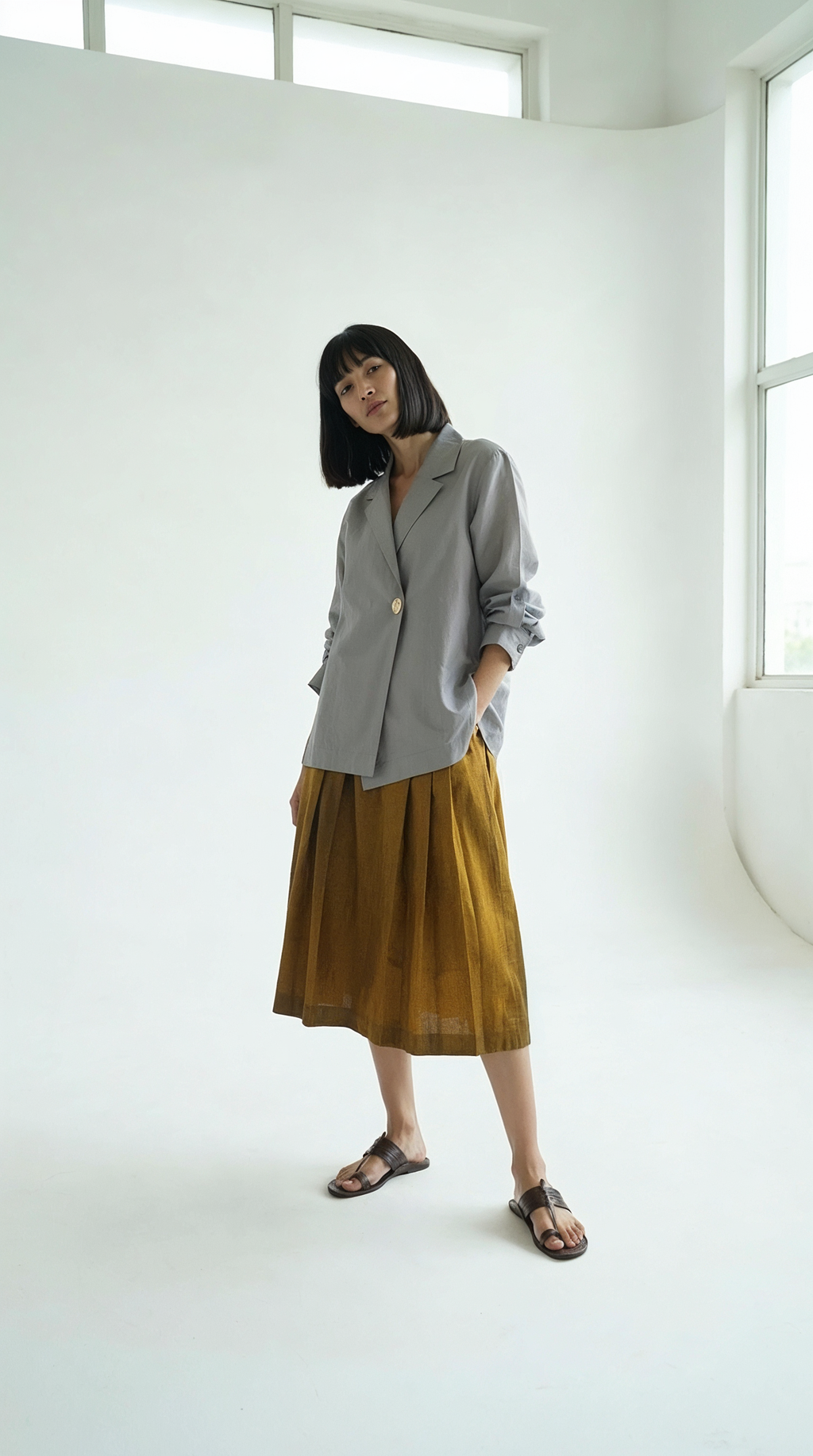 Silver Chanderi Gold Patchwork Shirt