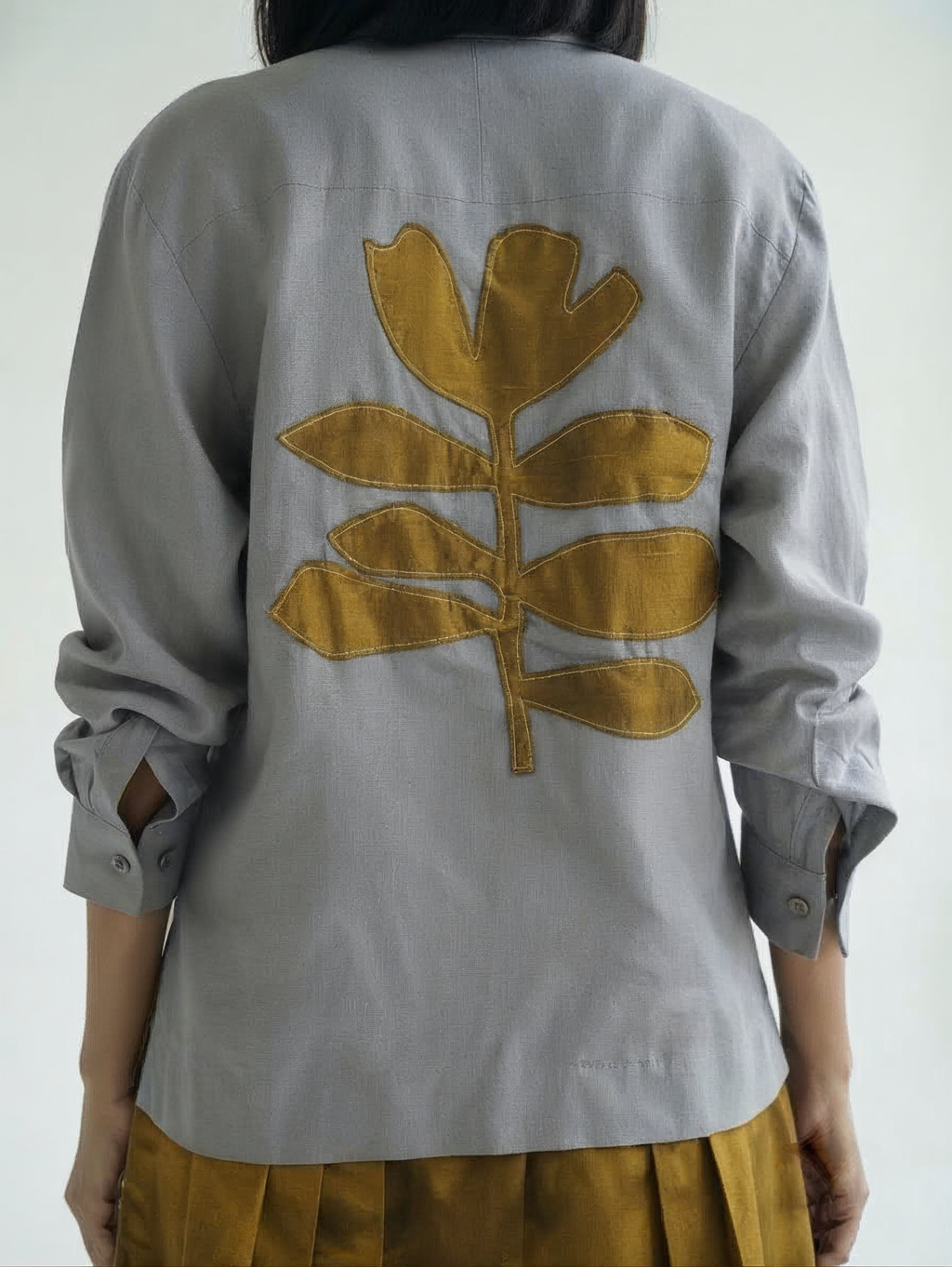 Silver Chanderi Gold Patchwork Shirt
